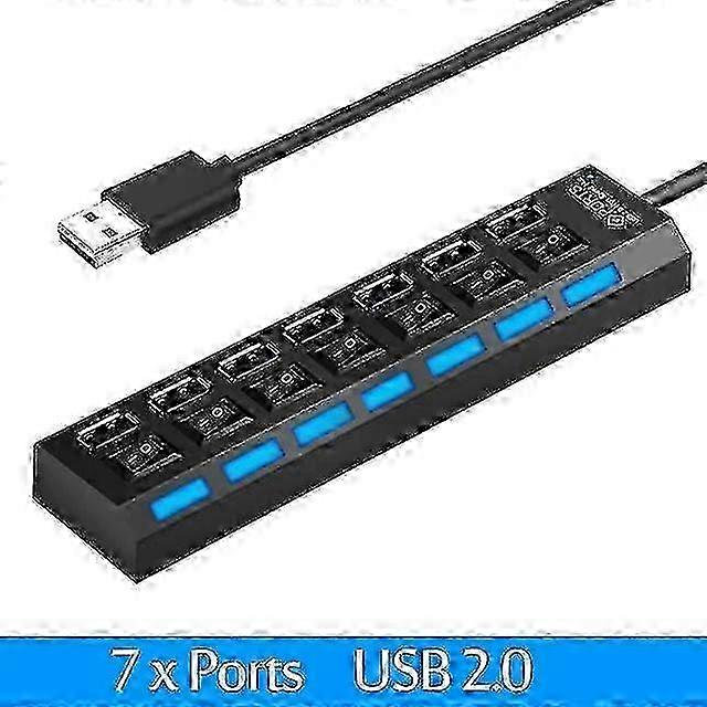 USB HUB USB Switch Hub 2.0 Adapter High Speed Multi 7 Ports Hub USB On Off Portable Splitter For Computer Laptop