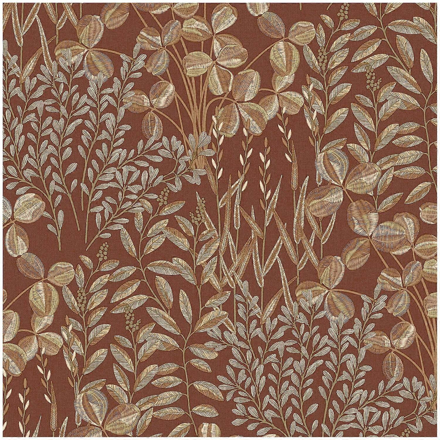 Grandeco Inia Leaf Red Wallpaper