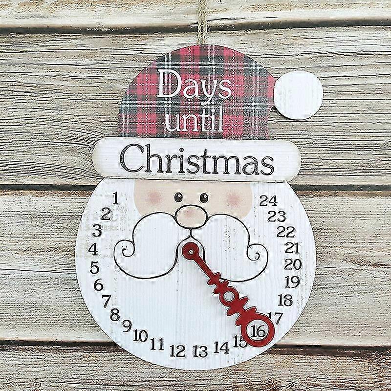 Advent Calendar Wall Clock for Christmas with Wooden Ornaments
