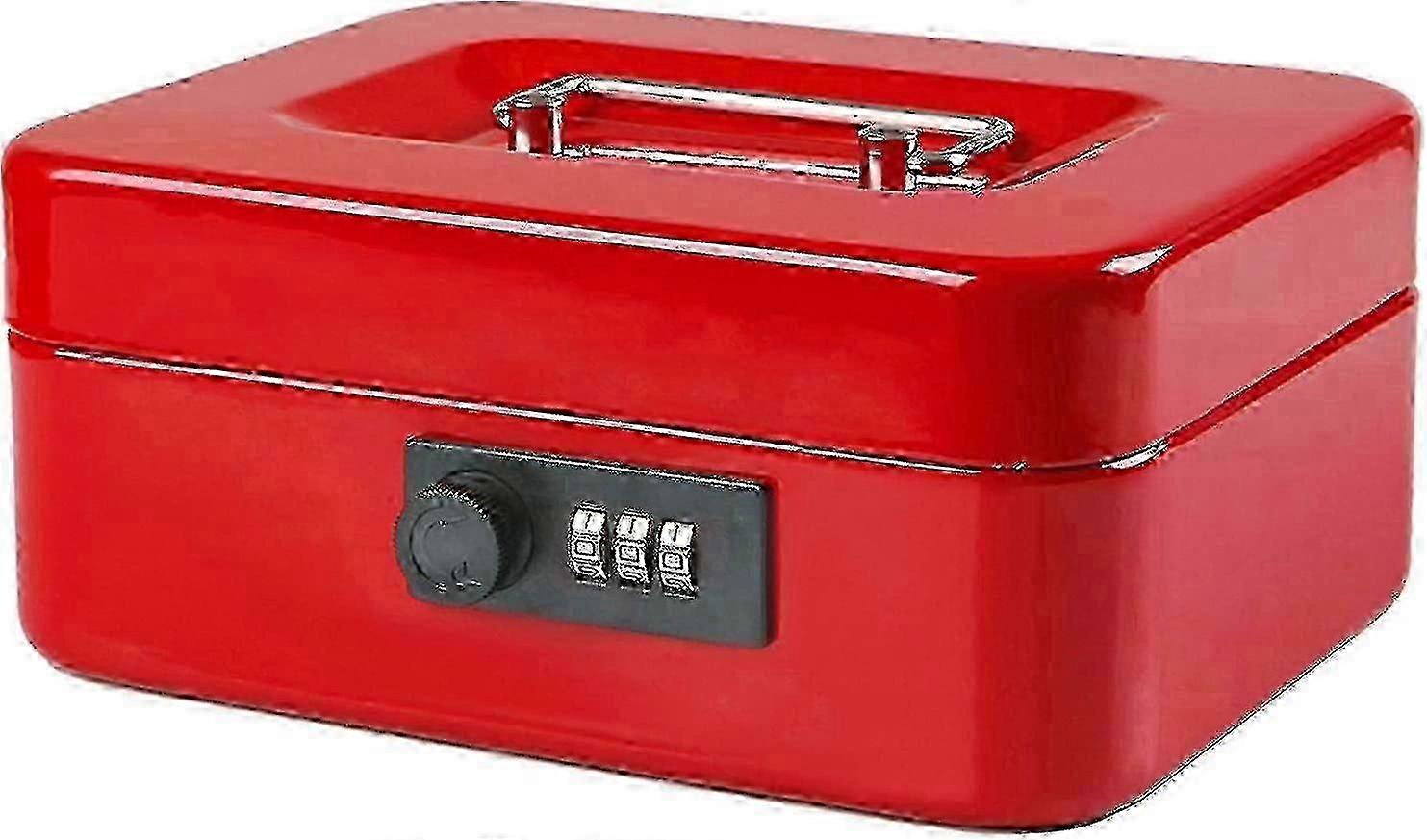 Piccola cassa con serratura a combinazione Resistente cassa in metallo con vassoio per soldi nero, 7,87 x 6,3 x 3,35 pollici