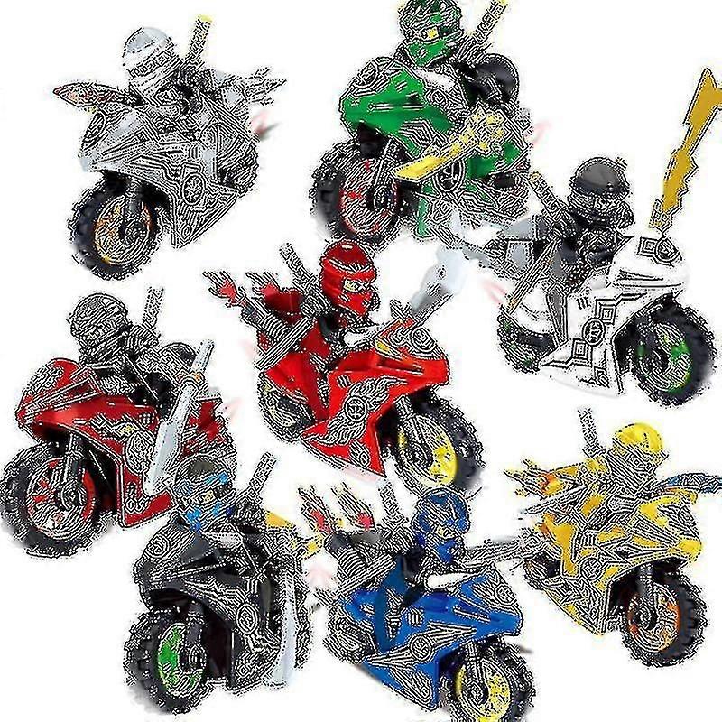 8pcs Ninjago Motorcycle Mini Figures