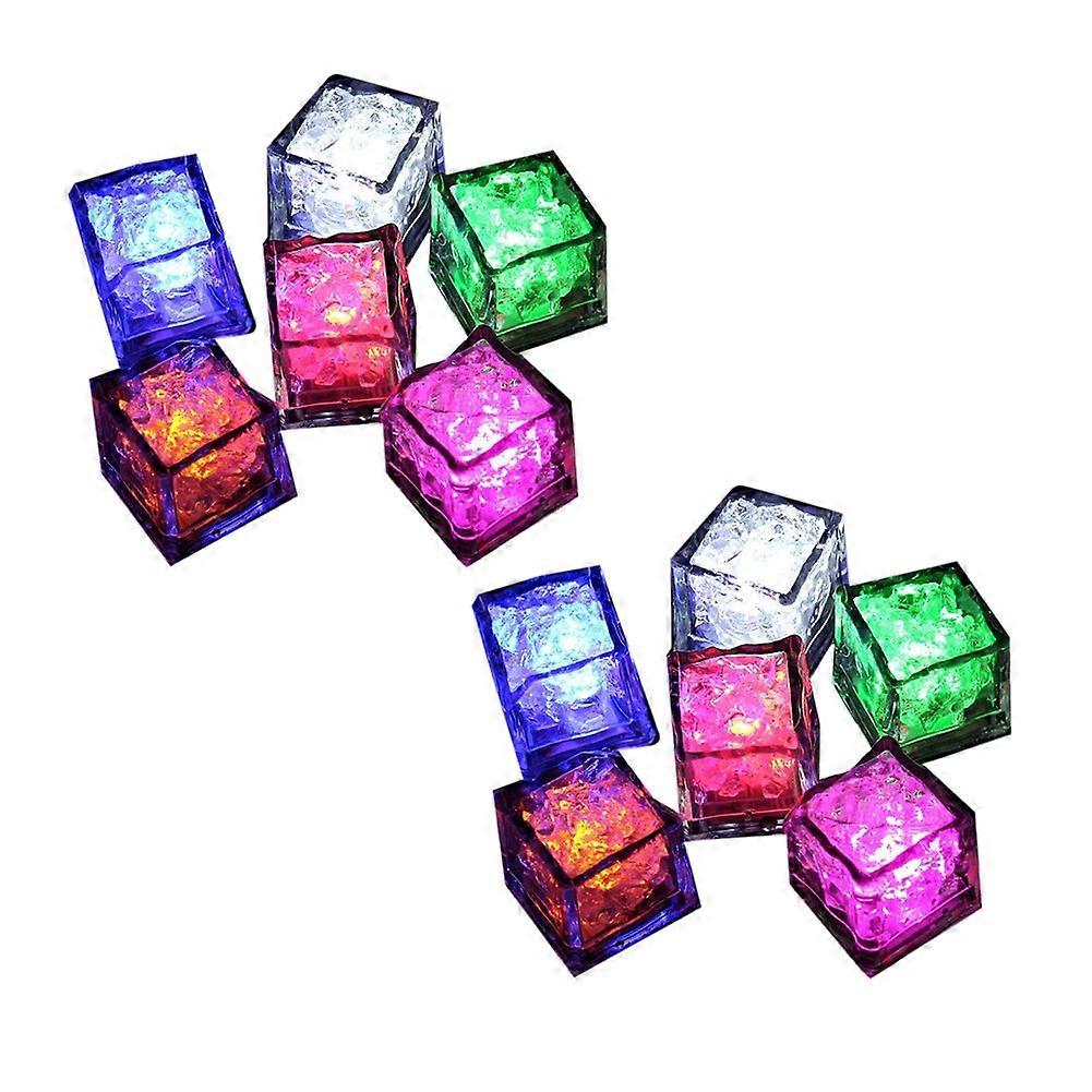 12PCS Waterproof LED Ice-Cube Colorful Quick Flashing Glow in the Dark Light Up for Bar Club Drinking Party Decoration B