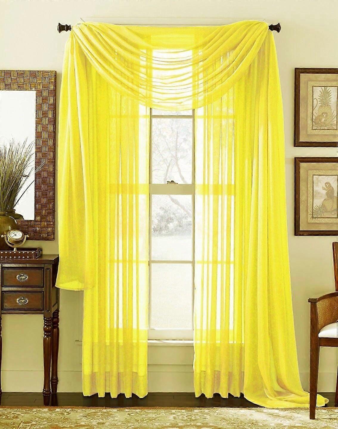 3 Piece Sheer Voile Curtain Panel Drape Set Includes 2 Panels and 1 Scarf