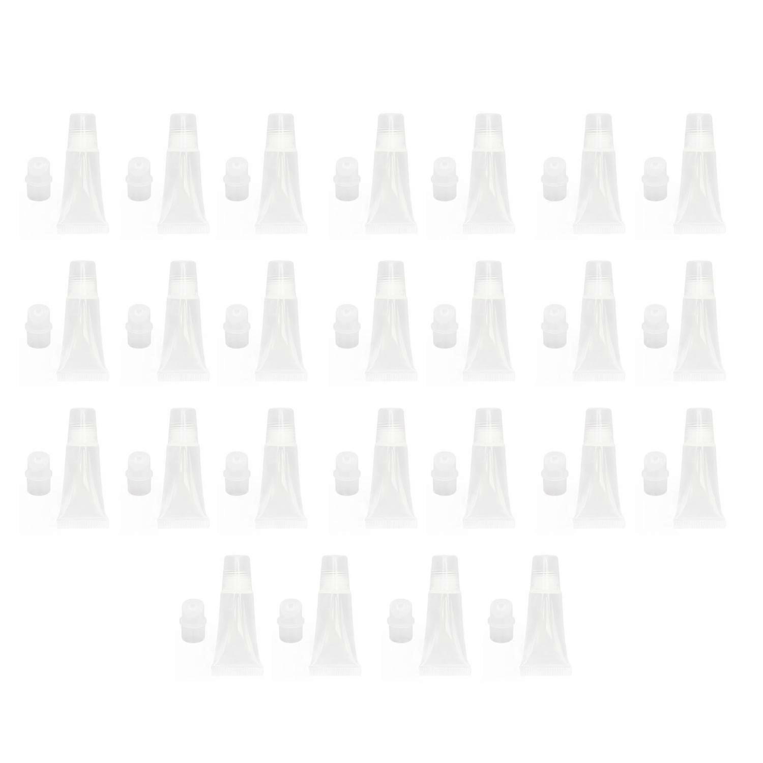 25pcs Lip Gloss Tube Refillable Clear Soft Mini Empty Cosmetic Container for Shampoo Body Lotion 5ml