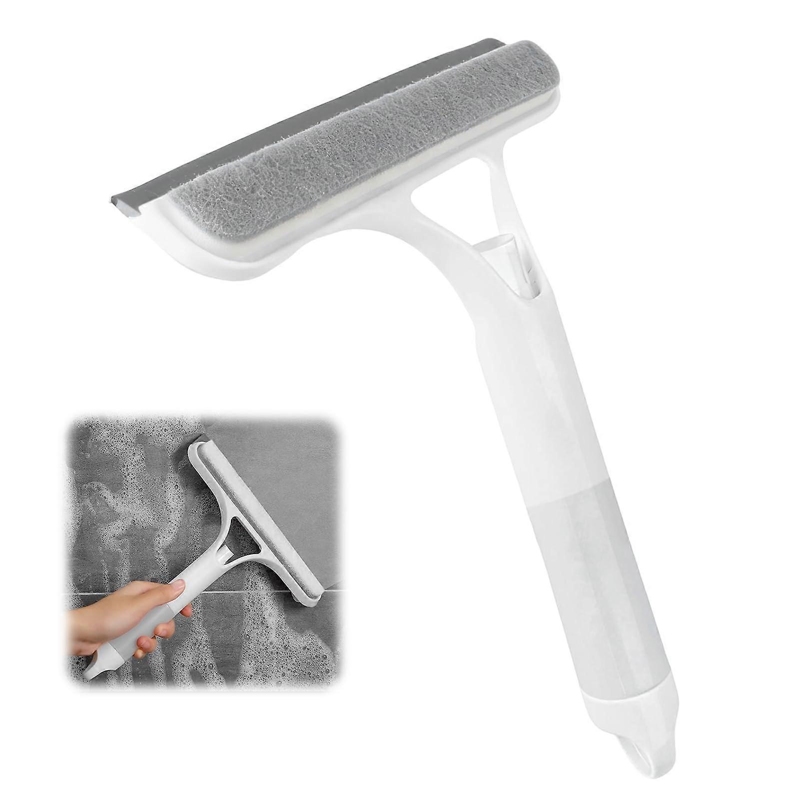 Window Cleaner Squeegee with Spray Bottle 3 in 1 Tool for Home Glass and Car Windshields White