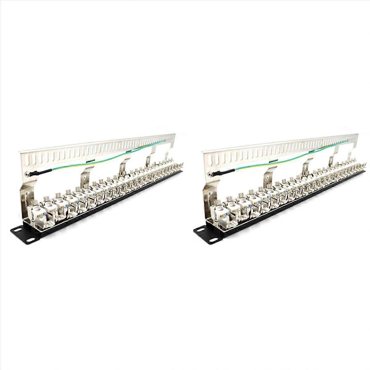 2X Cat7 Patch Panel 24Port CAT7/CAT6A Patch Panel Full Shielded Incl. 24X Cat7 Shielded Adapter 1U 1