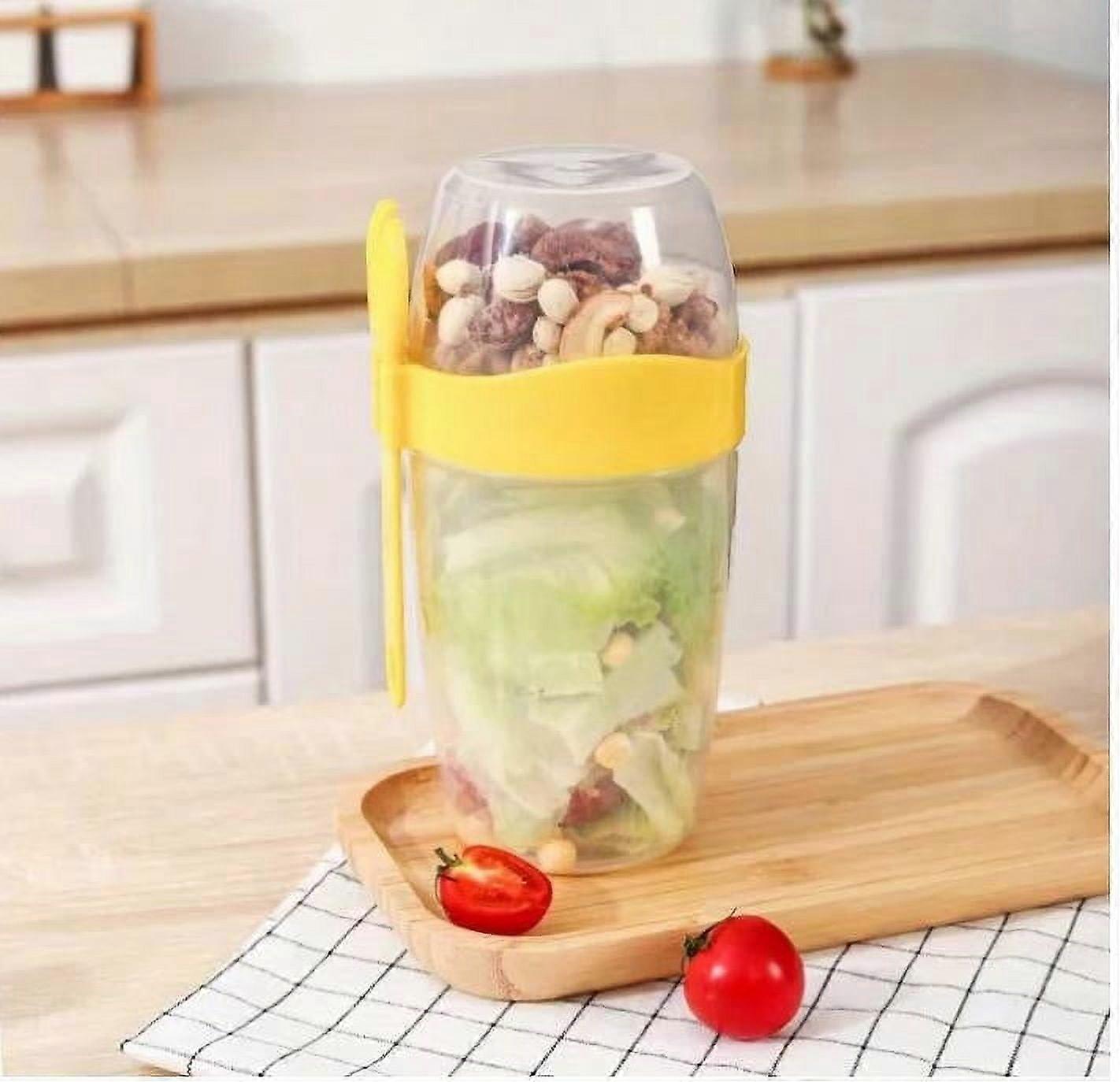 2 Pcs 3.94x8.27in Go Cups with Spoon - Compatible with Yogurt, Cereal, Fruit - Portable Containers with Lids for Travel