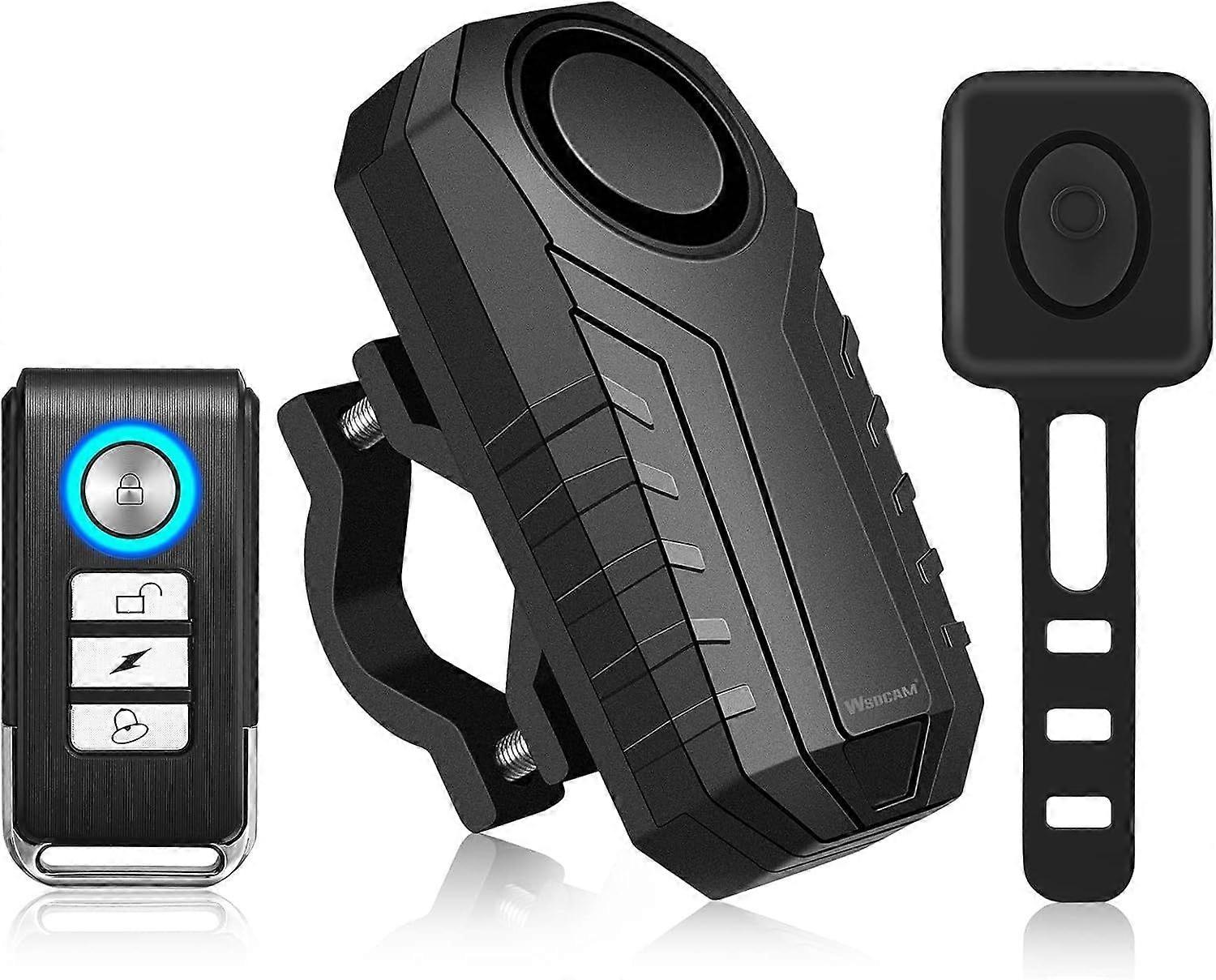 Bike Alarm Horn with Remote Loud 113dB, Waterproof Wireless Antitheft Vibration Bicycle Alarm