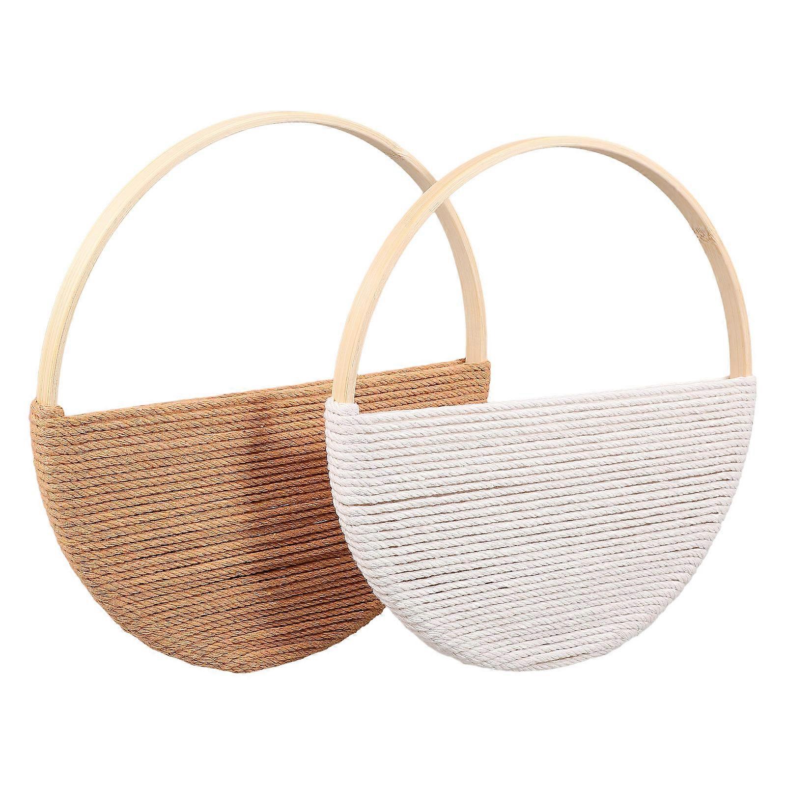 Rustic Bamboo Wall Decor for Home Decor 2Pcs Cotton Rope Wall Hanging