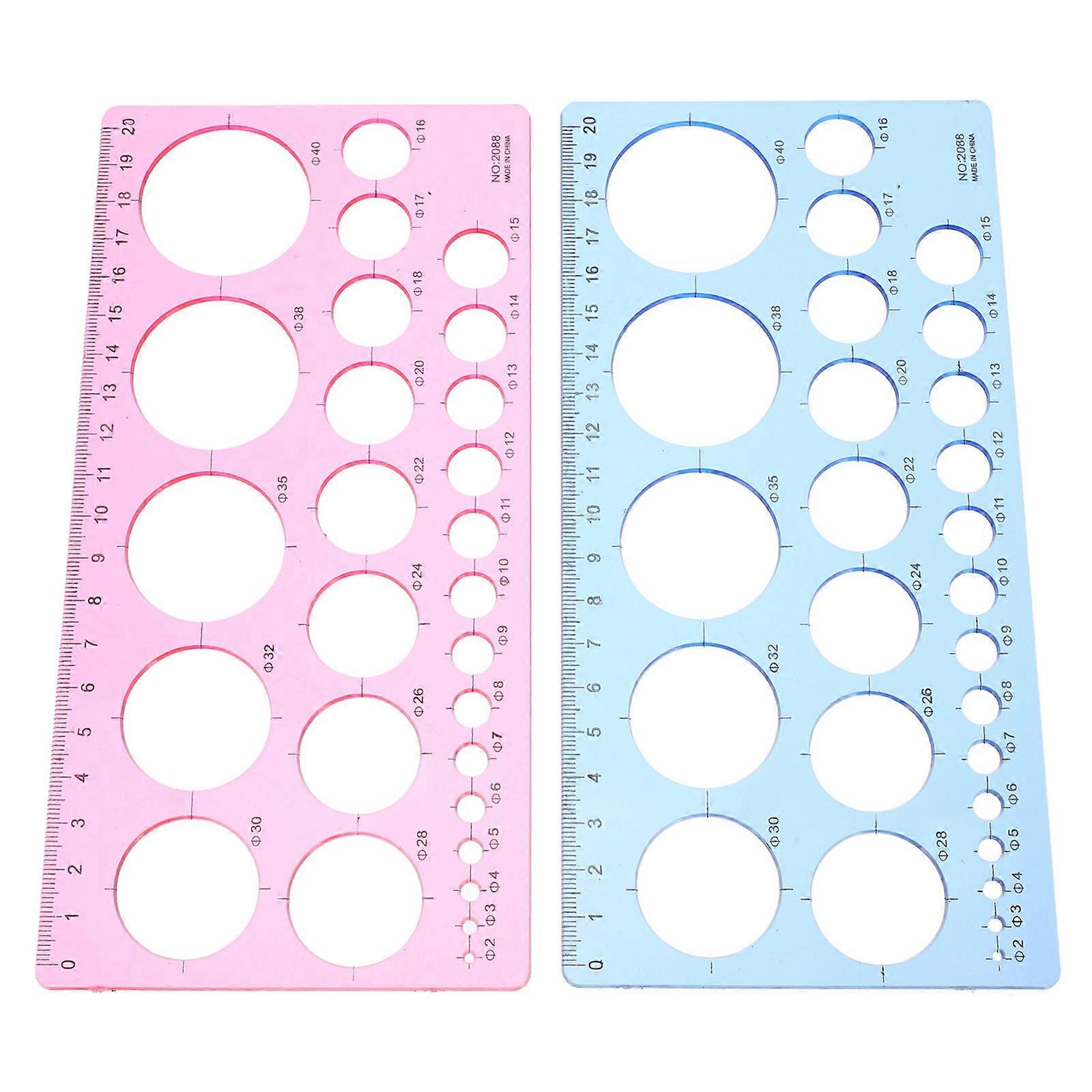 Office Tools Circle Ruler Set Drawing Stencils For Kids Plastic Material Home Use 2Pcs