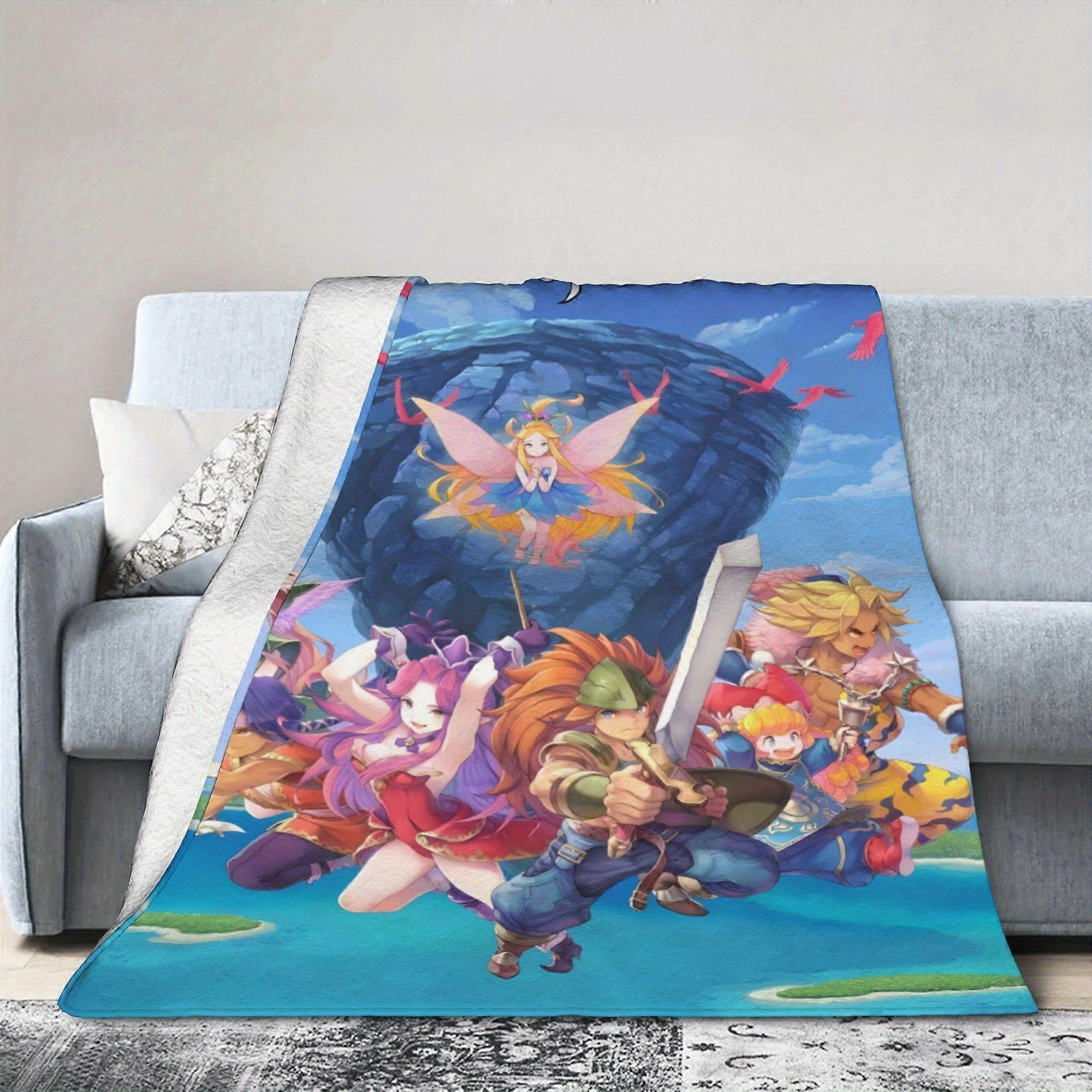 1pc Trials of Mana Series Blanket, Flannel Blanket - Creative Flannel Blanket, Soft Fabric, Comfortable Material - Suita-PAKDB295