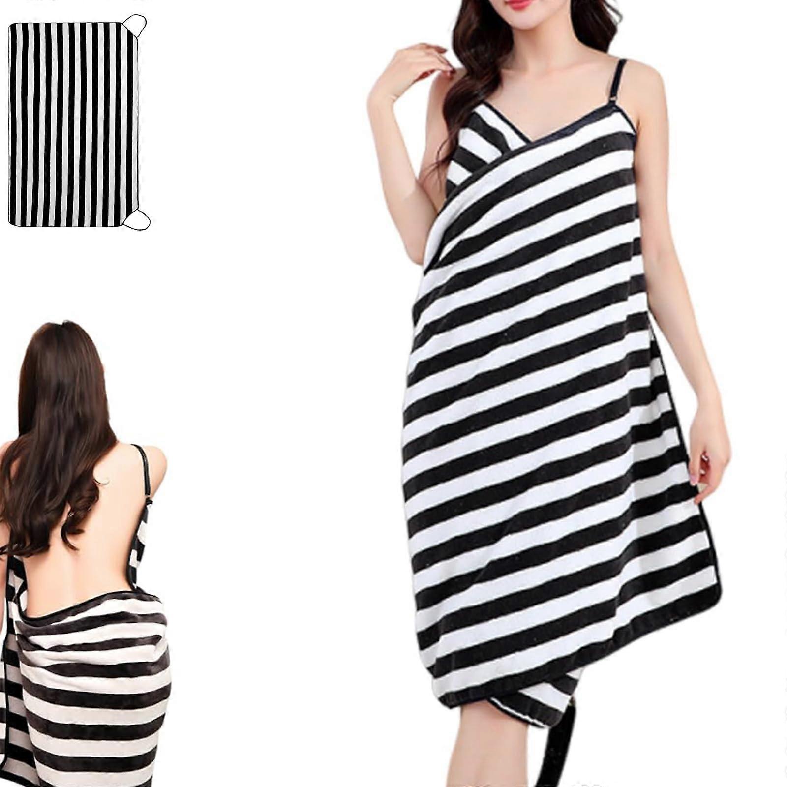 Luxury Spa Bath Towel Wrap with Straps, Ultra Absorbent Plush Wearable Bathrobe Open Back Small