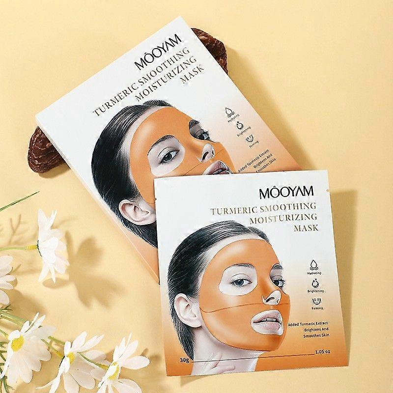 unbrand Lot de 4 masques visage au curcuma et au collagène - Masque en tissu lissant et hydratant -