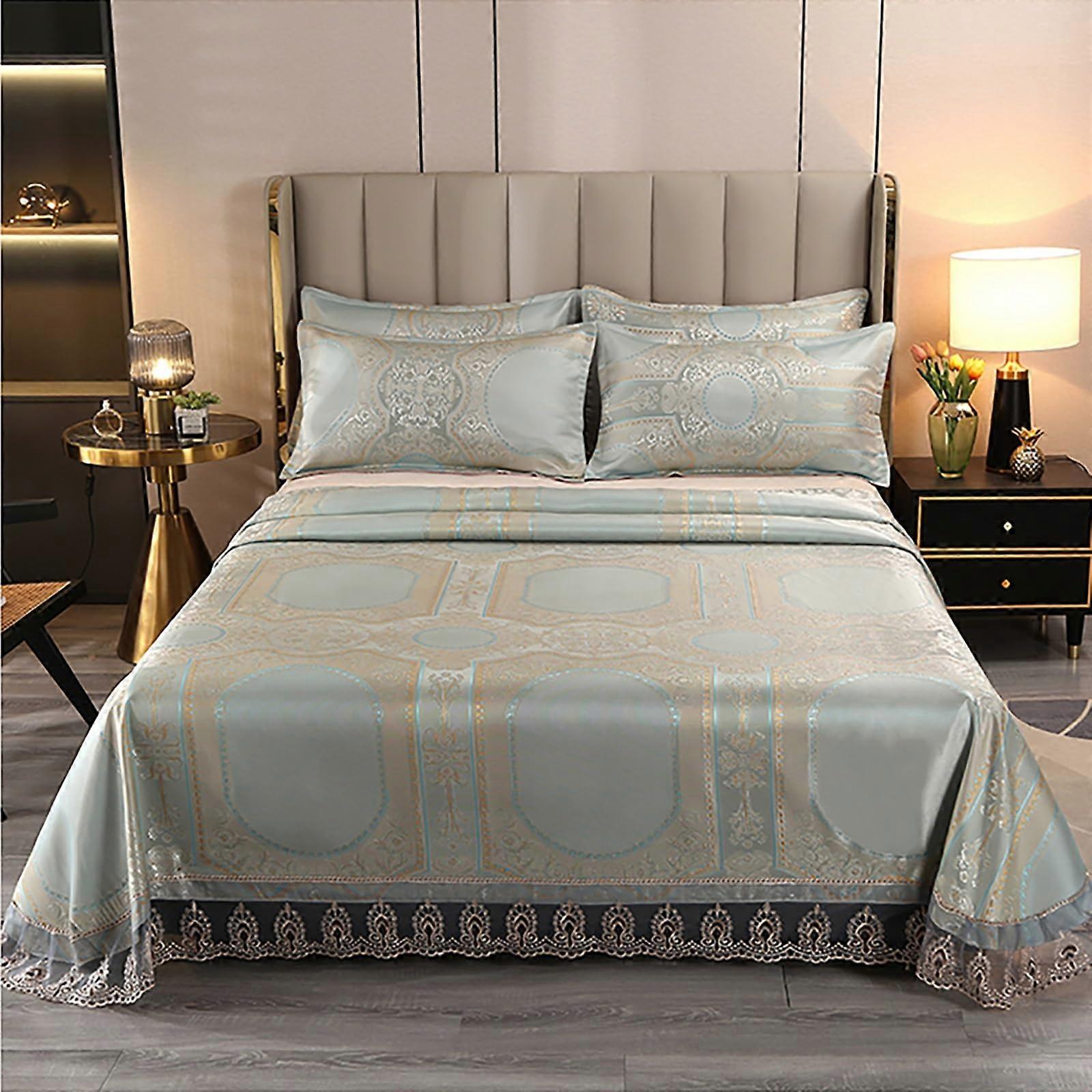 Cooling Sleeping Mat Ice Silk Mattress Topper with Pillowcases, Foldable Washable NonSlip Design