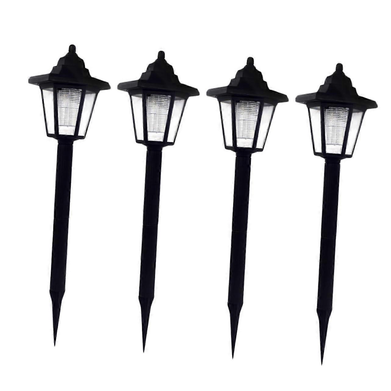 4Pcs Solar Path Lights Hexagon Design Waterproof Outdoor Garden Lighting with Automatic DayNight Sensor and White Light