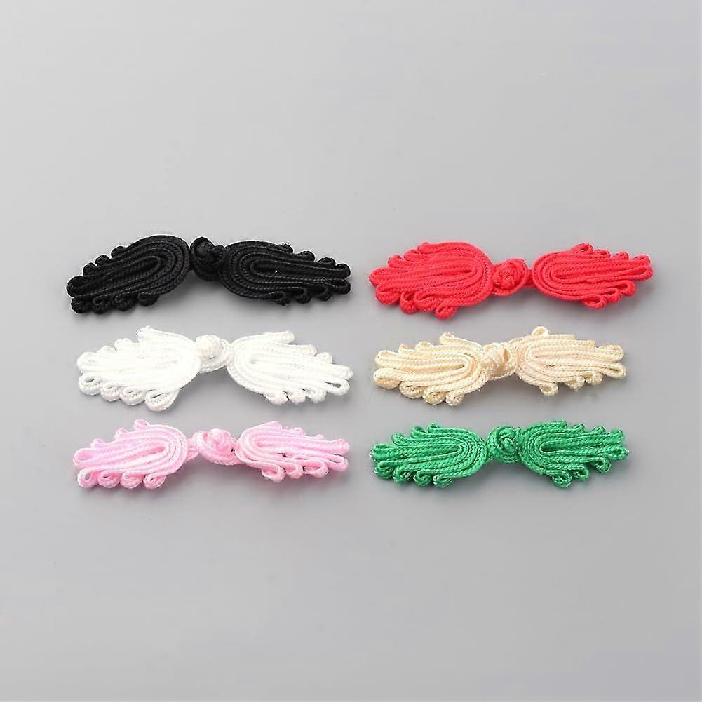 38 Pairs Handmade Chinese Frogs Knots Buttons Sets Polyester Button Palm Mixed Color 76x23x4mm