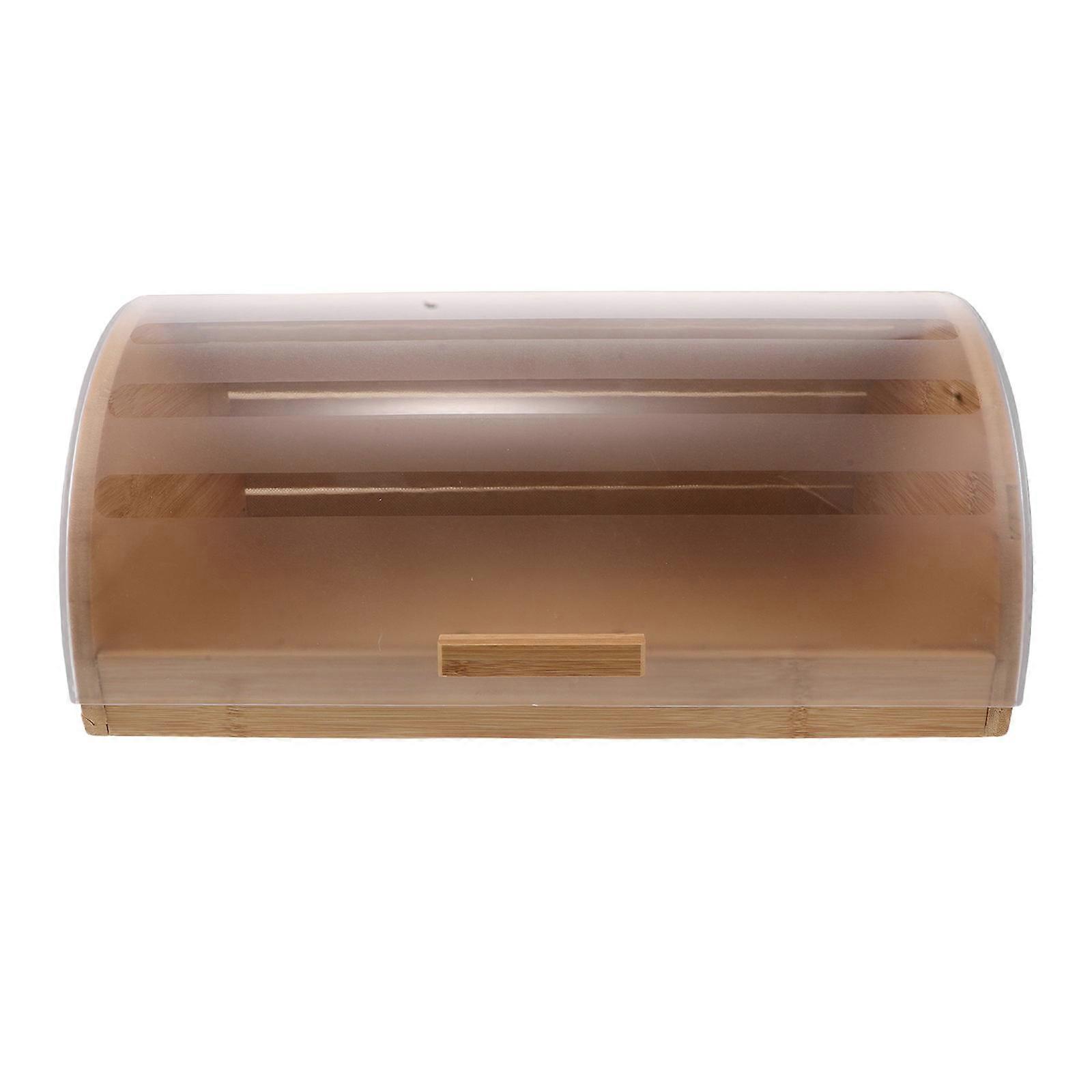 Bamboo Bread Box with Acrylic Lid for Kitchen Counter Storage Khaki