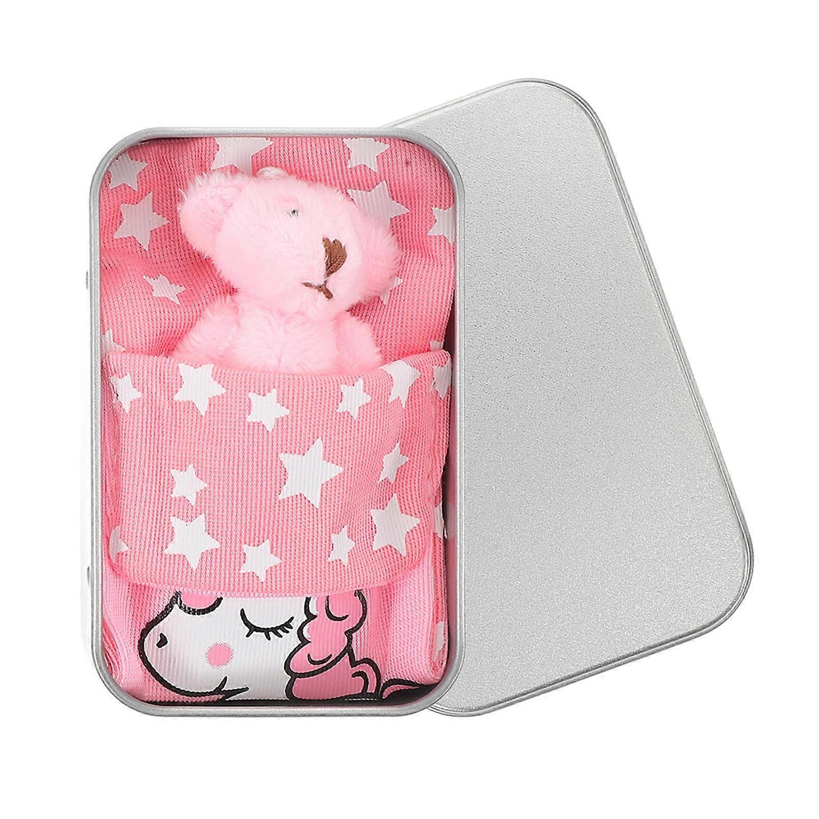 Mini Stuffed Bear Cute for Kids Room Decor in Tin Box