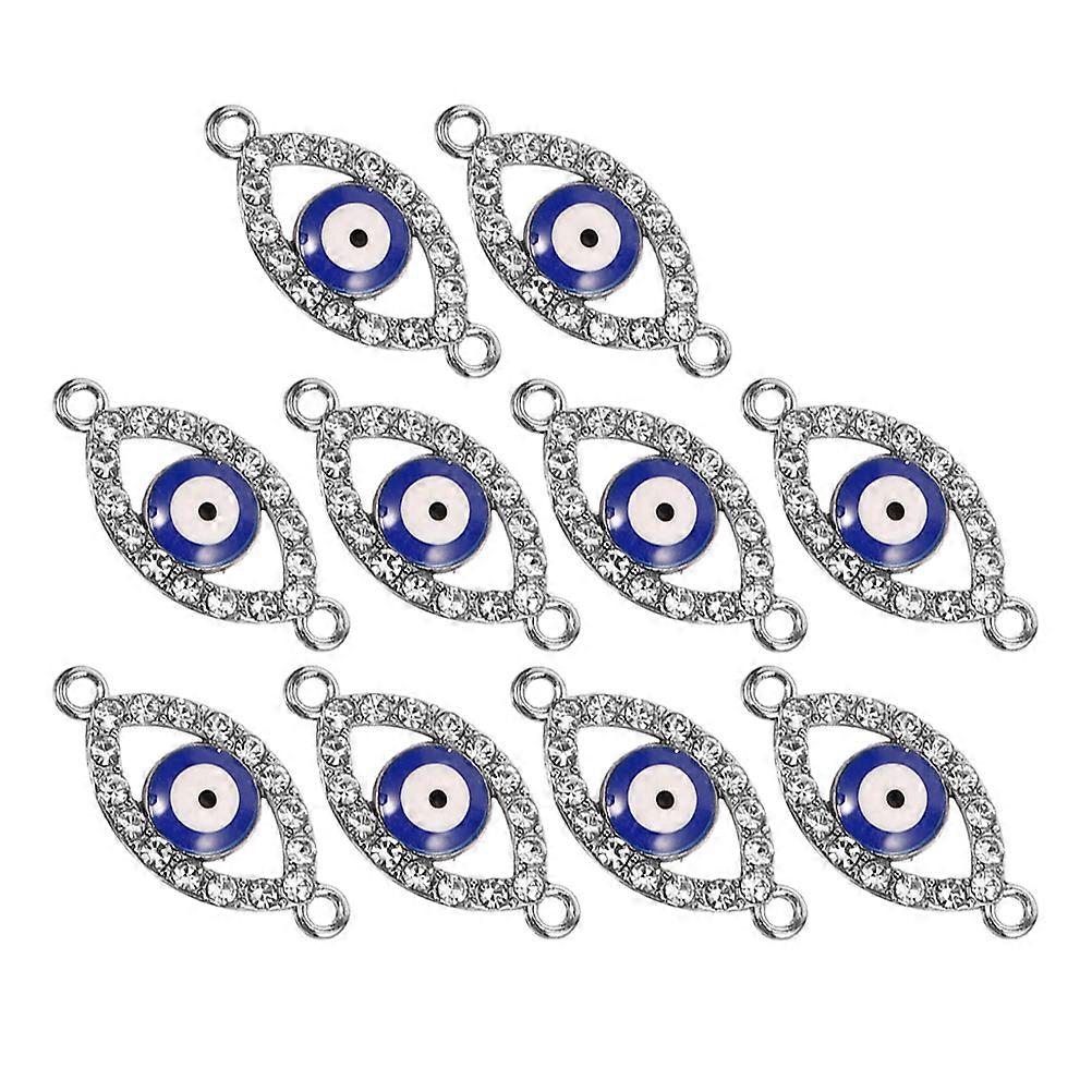 10Pcs Evil Eye Charm Pendant Alloy Beads for Bracelet Making Blue