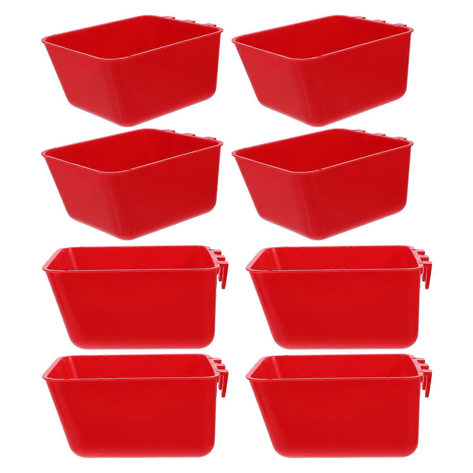 Bird Cage Cups Plastic Hanging Feeding Boxes for 8Pcs Pets Use