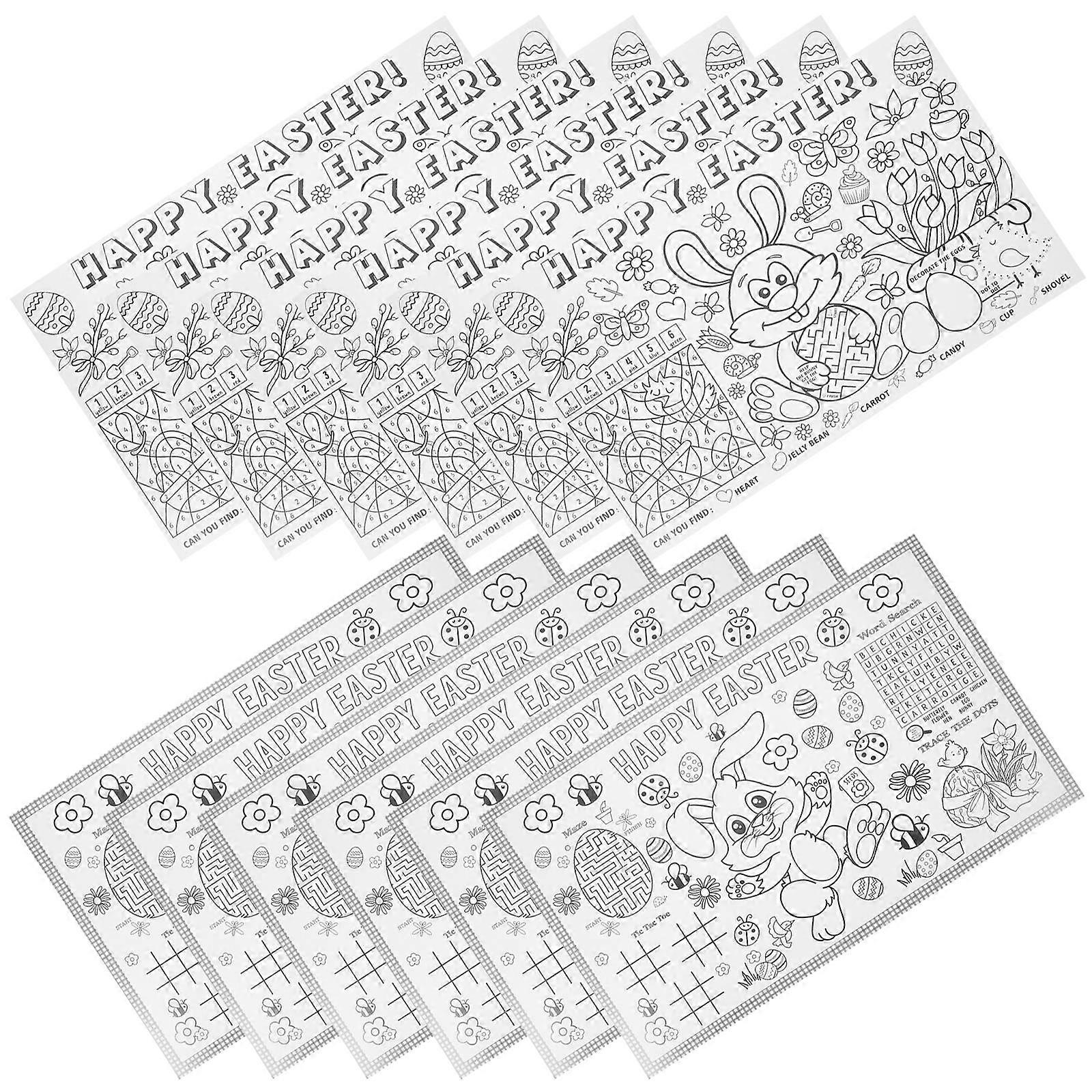 Paper Coloring Placemats for Easter DIY Decoration 12Pcs Set