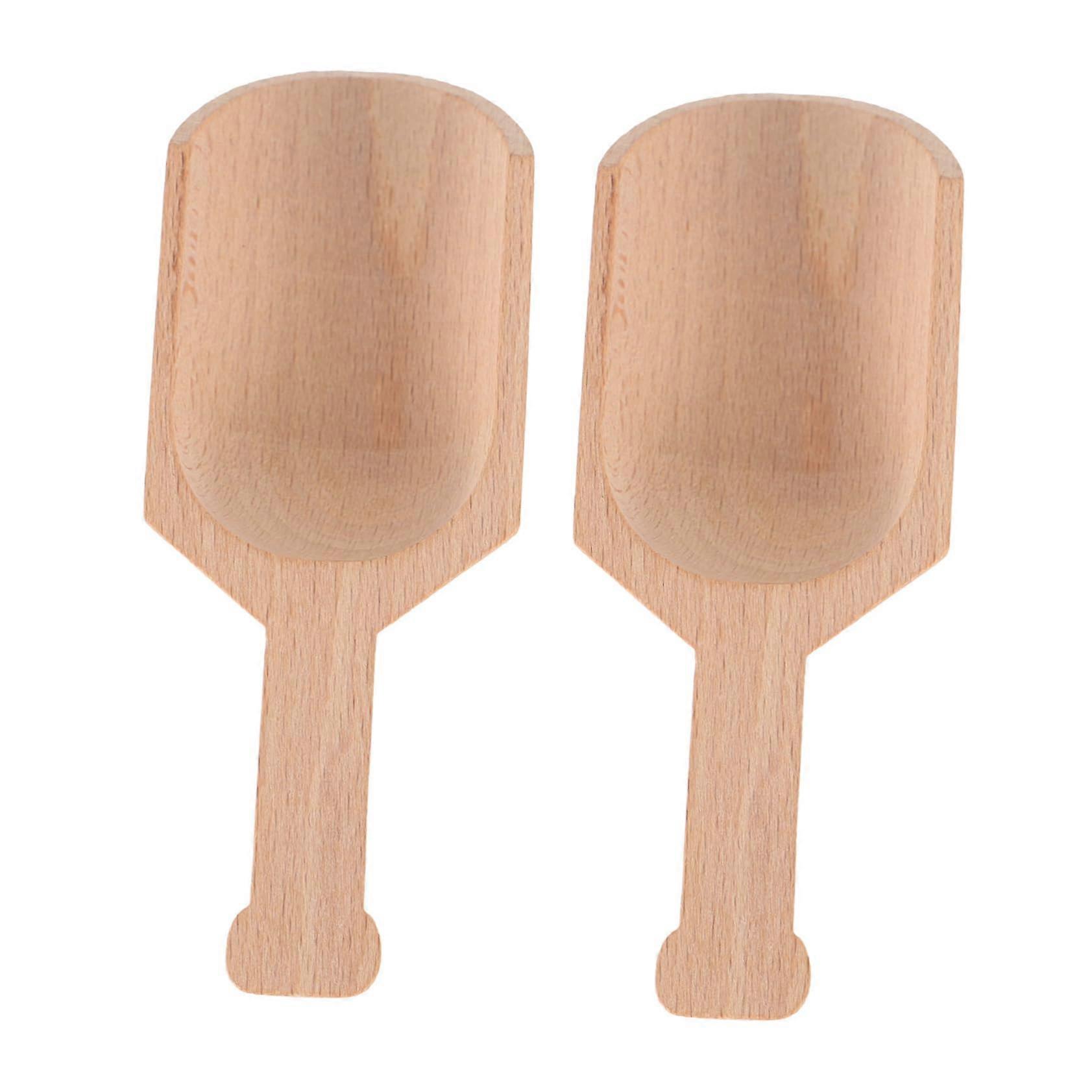 2pcs Wooden Tea and Salt Scoops Set with Ergonomic Long Handle and Smooth Polished Surface