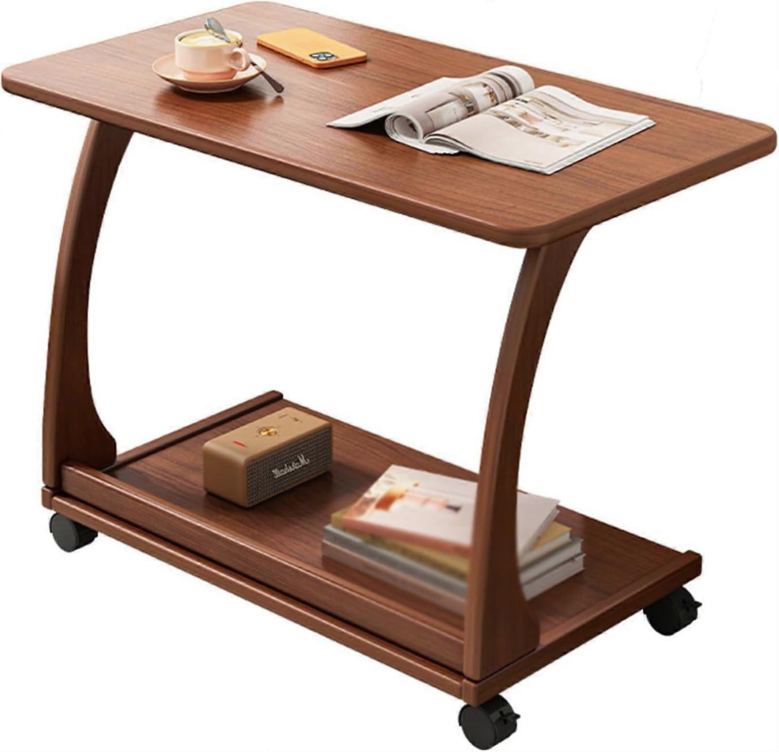 Adjustable C Shaped Side Table with 2 Tier Storage for Sofa and Bed, SpaceSaving Design