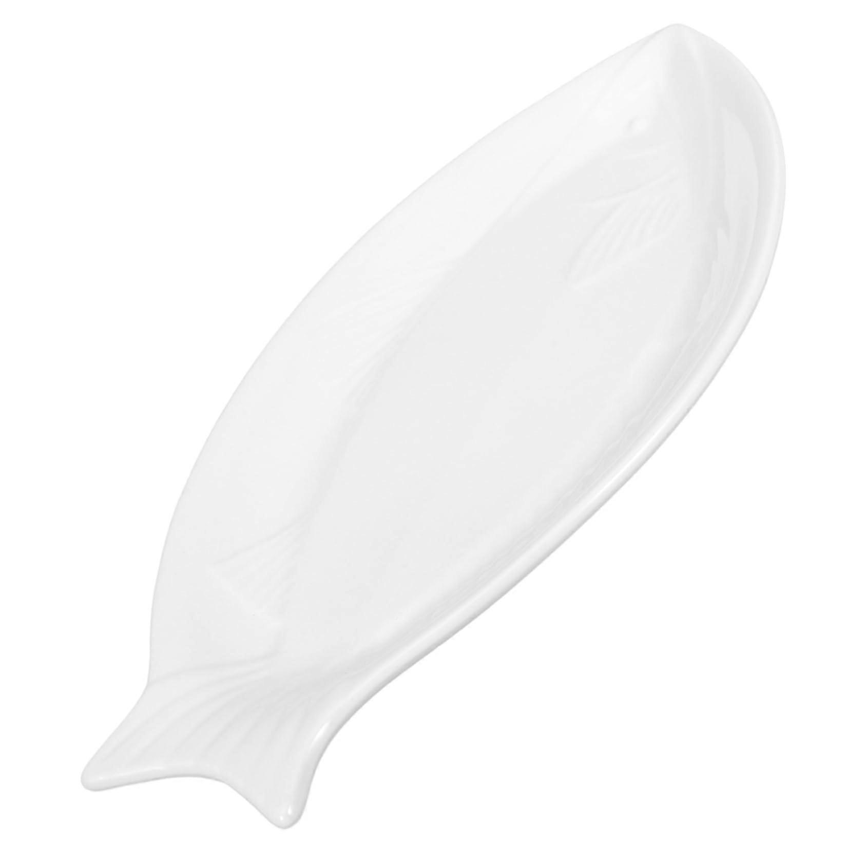 Ceramic Fish Serving Plate with Elegant FishShaped Design for Sushi, Appetizers and Desserts