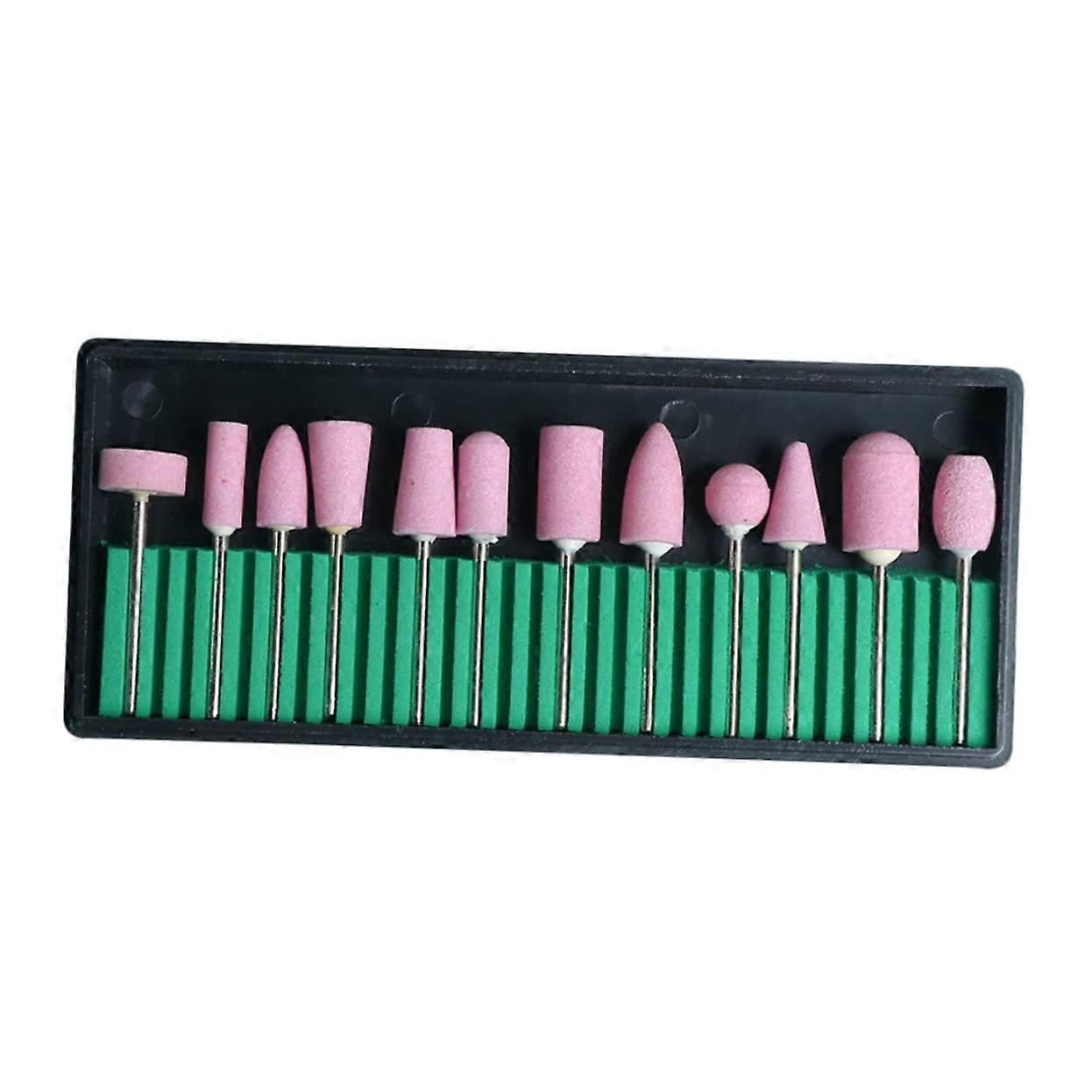 12pcs Professional Nail Drill Bits Set for Acrylic and Gel Nails with Multiple Shape Options