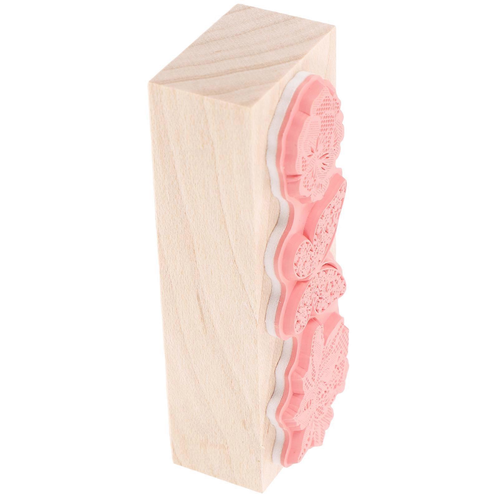 Floral Pattern Wooden Stamp For Scrapbooking DIY Projects Multi Colored 1Pack Durable Crafting Tool