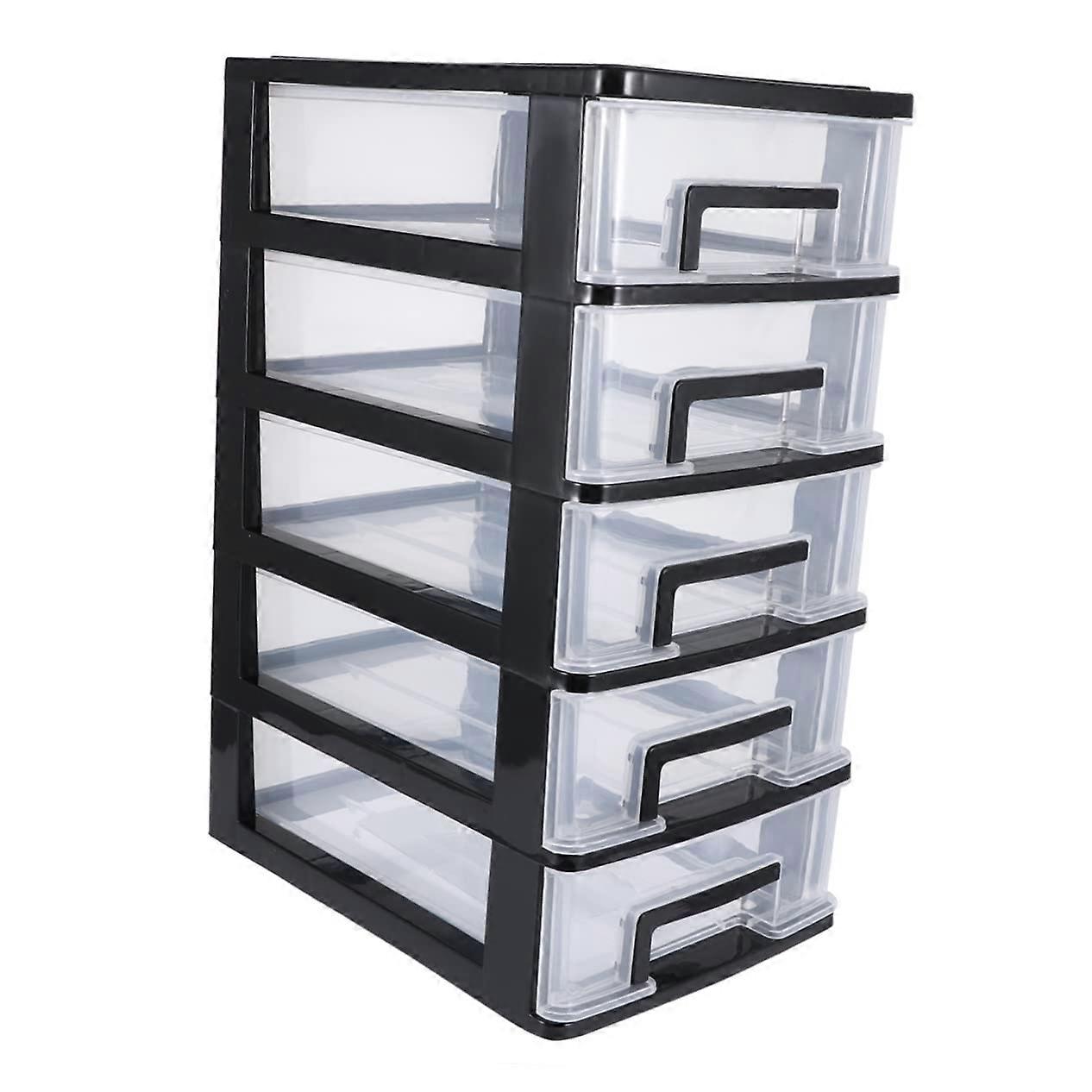 Plastic Storage Drawers Desktop Organizer with Clear Bins SpaceSaving Large Capacity Black