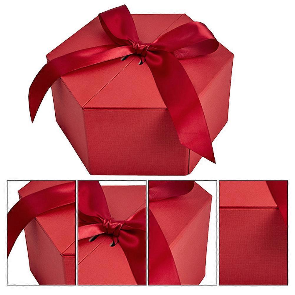 Gift Box Hexagonal Shape Used for Storage 1Pcs Red Cardboard Present Case