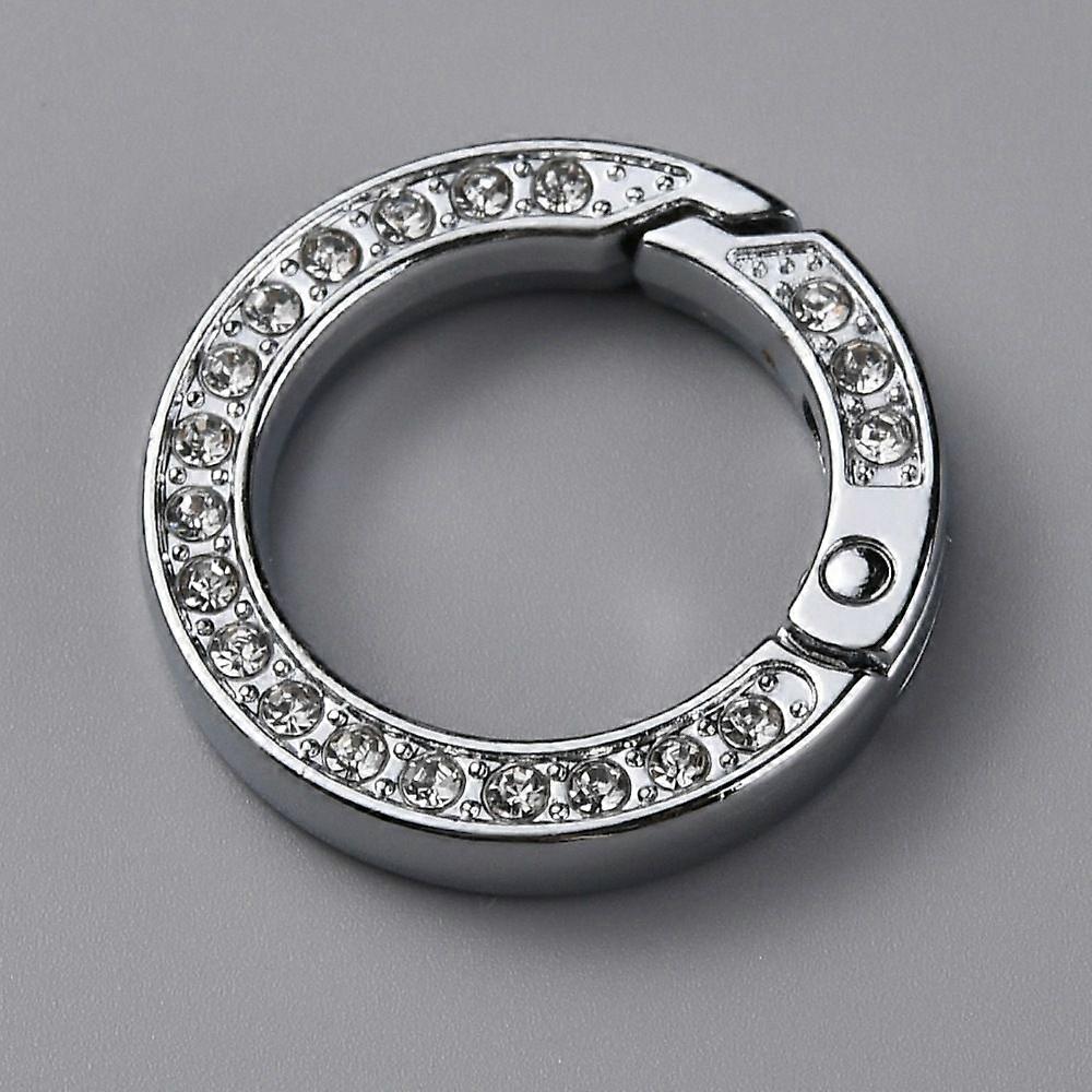 Alloy Crystal Rhinestone Spring Gate Rings Ring Shape Platinum 28.5x5mm Inner Diameter: 19mm