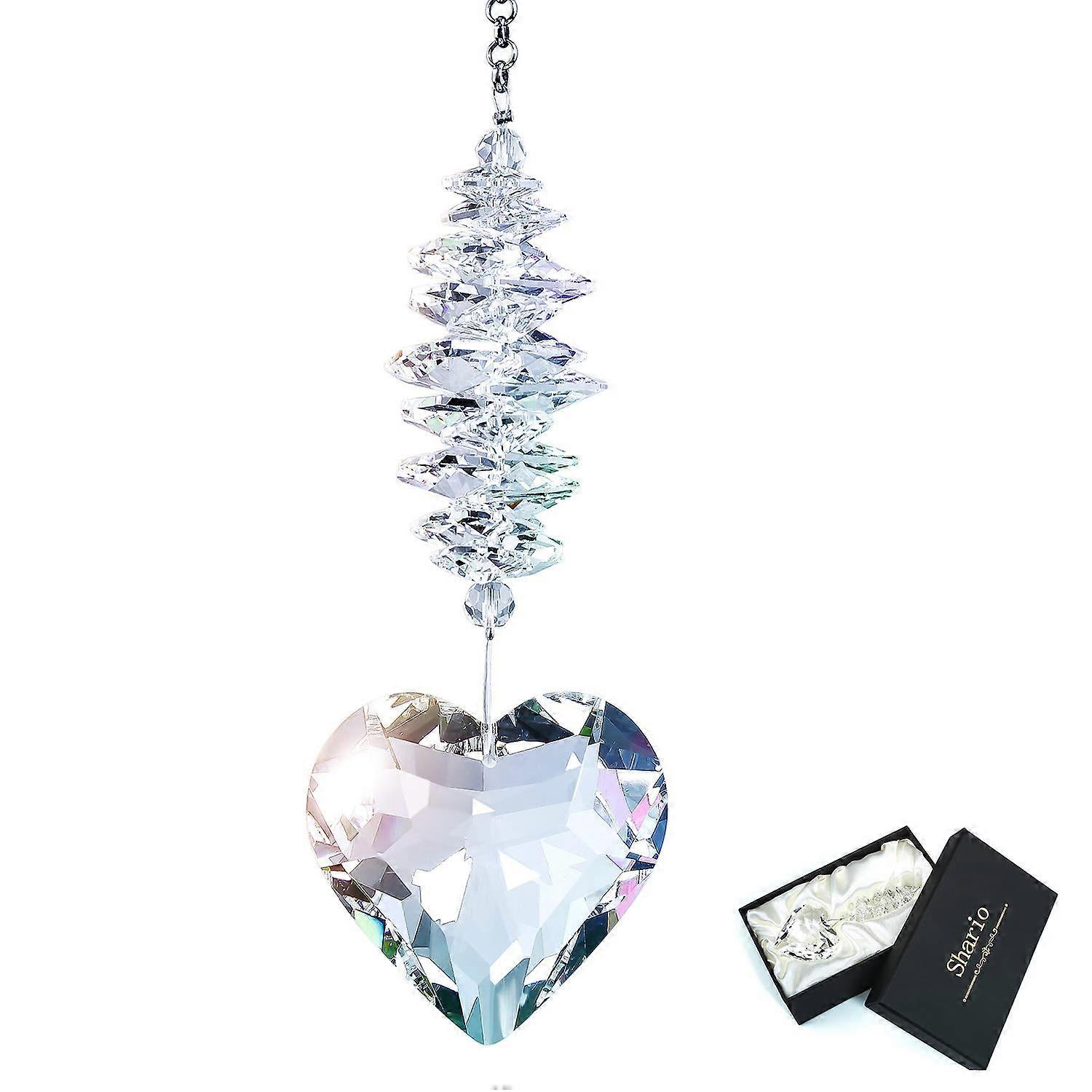 Crystal Suncatcher Heart Pendant with Rainbow Light Reflection for Windows and Elegant Gift Packaging