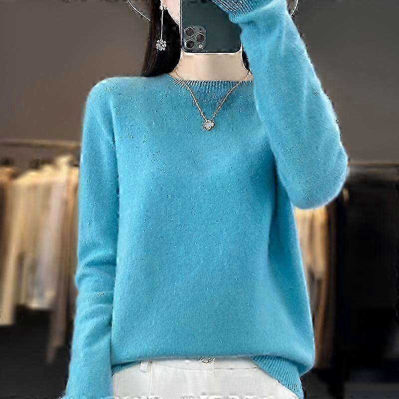 Warm Cashmere Blend Pullover for Women, Qinghe Soft Wool