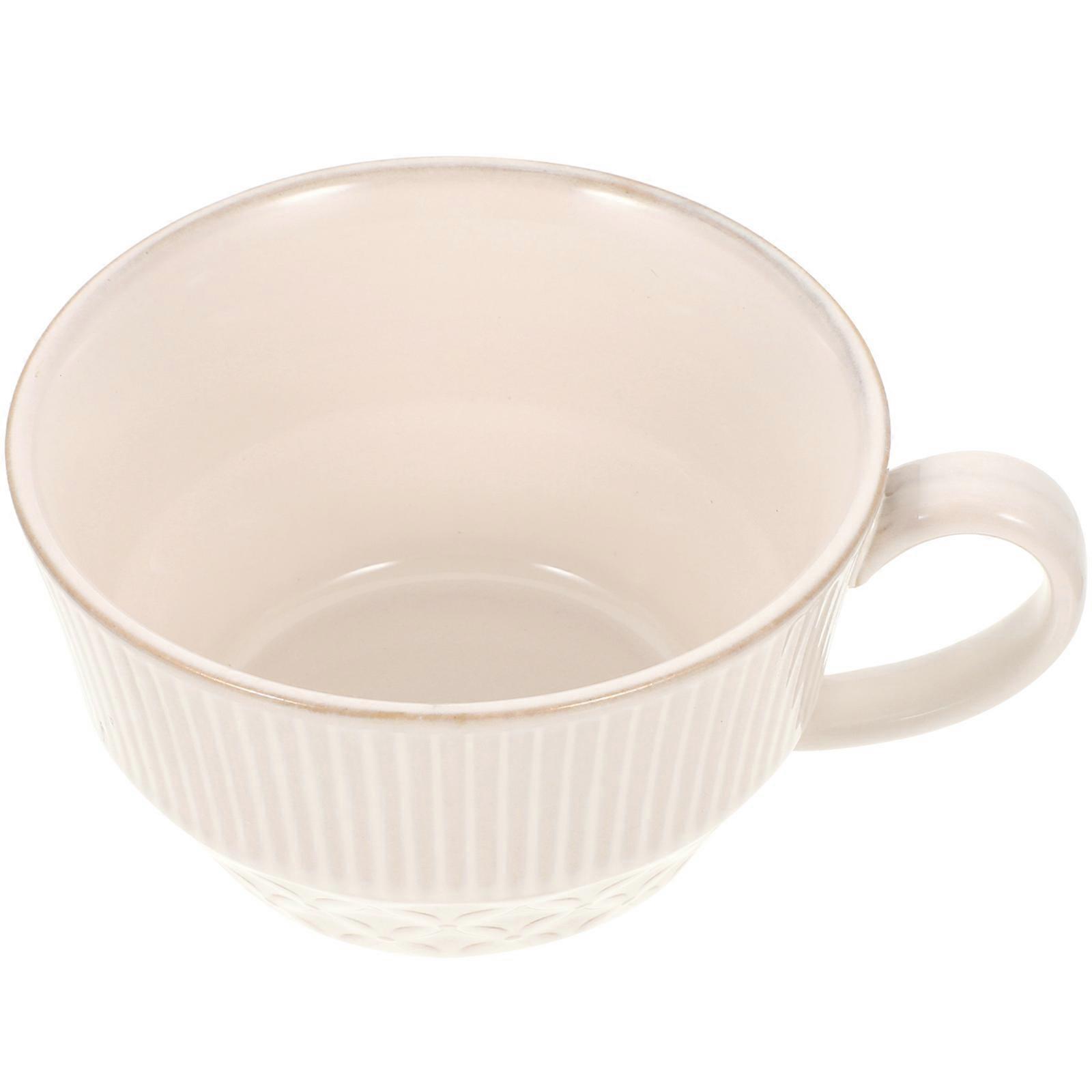 Large Coffee Mug Japanese Ceramic Mug for Breakfast 2Pcs White Cups