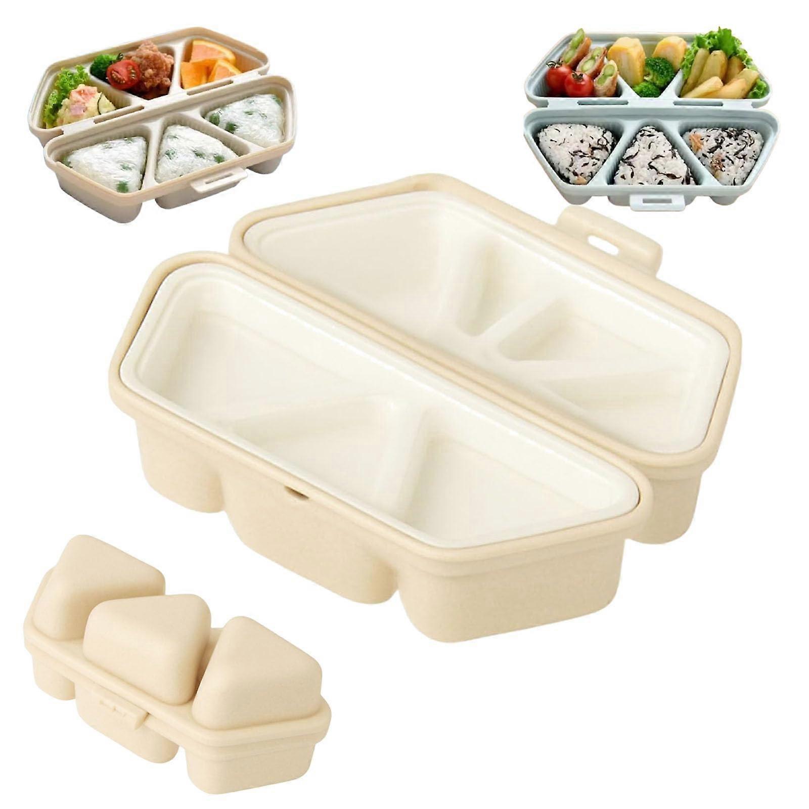 6 in 1 Onigiri Mold Triangular Rice Ball Maker Nonstick Easy Release Sushi Mold Beige