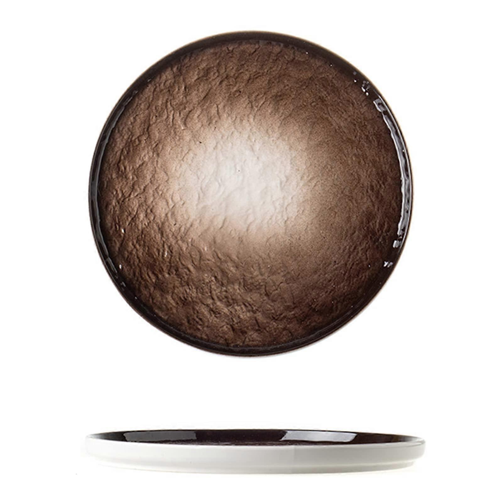 Round Ceramic Serving Tray, Durable Farmhouse Style Platter for Snacks, Breakfast, Coffee Table