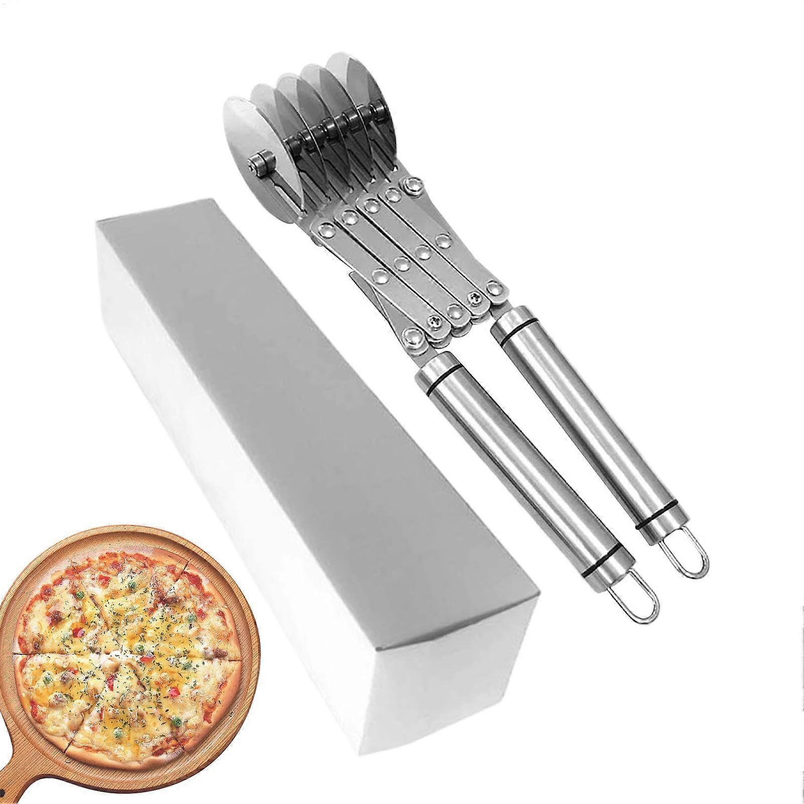 Adjustable Multi Wheel Pizza Cutter Stainless Steel Pastry Dough Divider with Ergonomic Handle