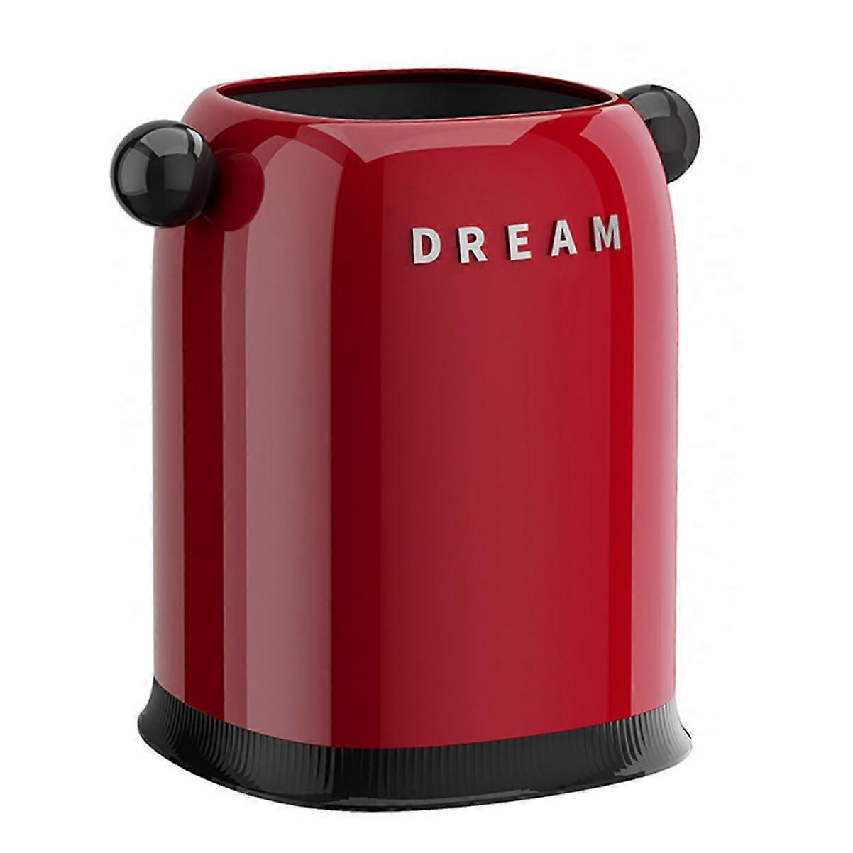 Retro Red Trash Can with Durable SpaceSaving Design for Kitchen and Office Waste