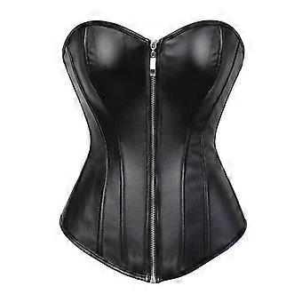 Women's Leather Bustier Corset with Zipper Closure for Waist Shaping