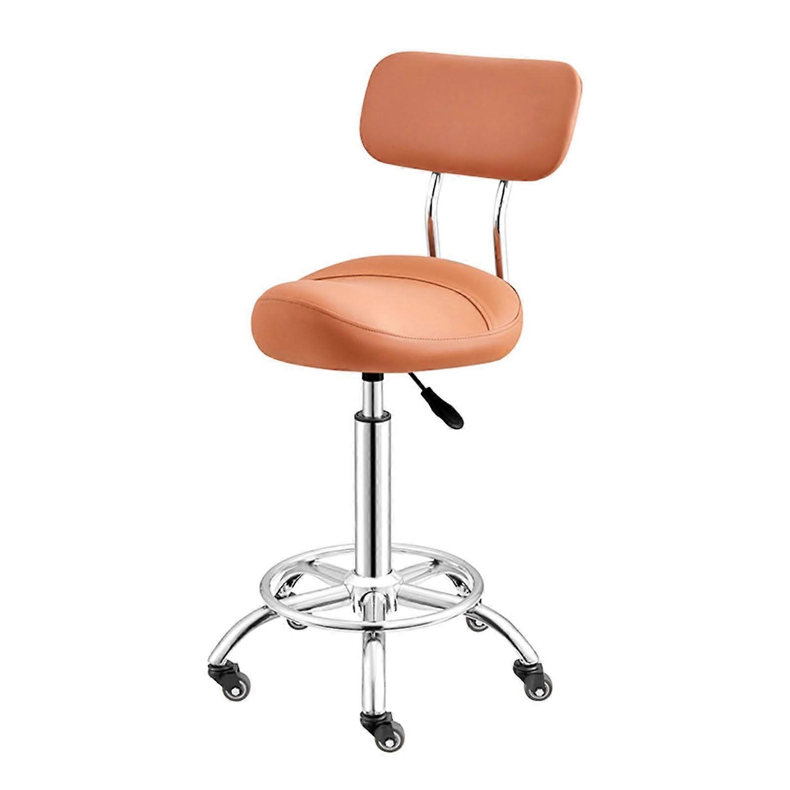Ergonomic Saddle Stool with Backrest, Height Adjustable Seat, Rolling Wheels for Salon and Office