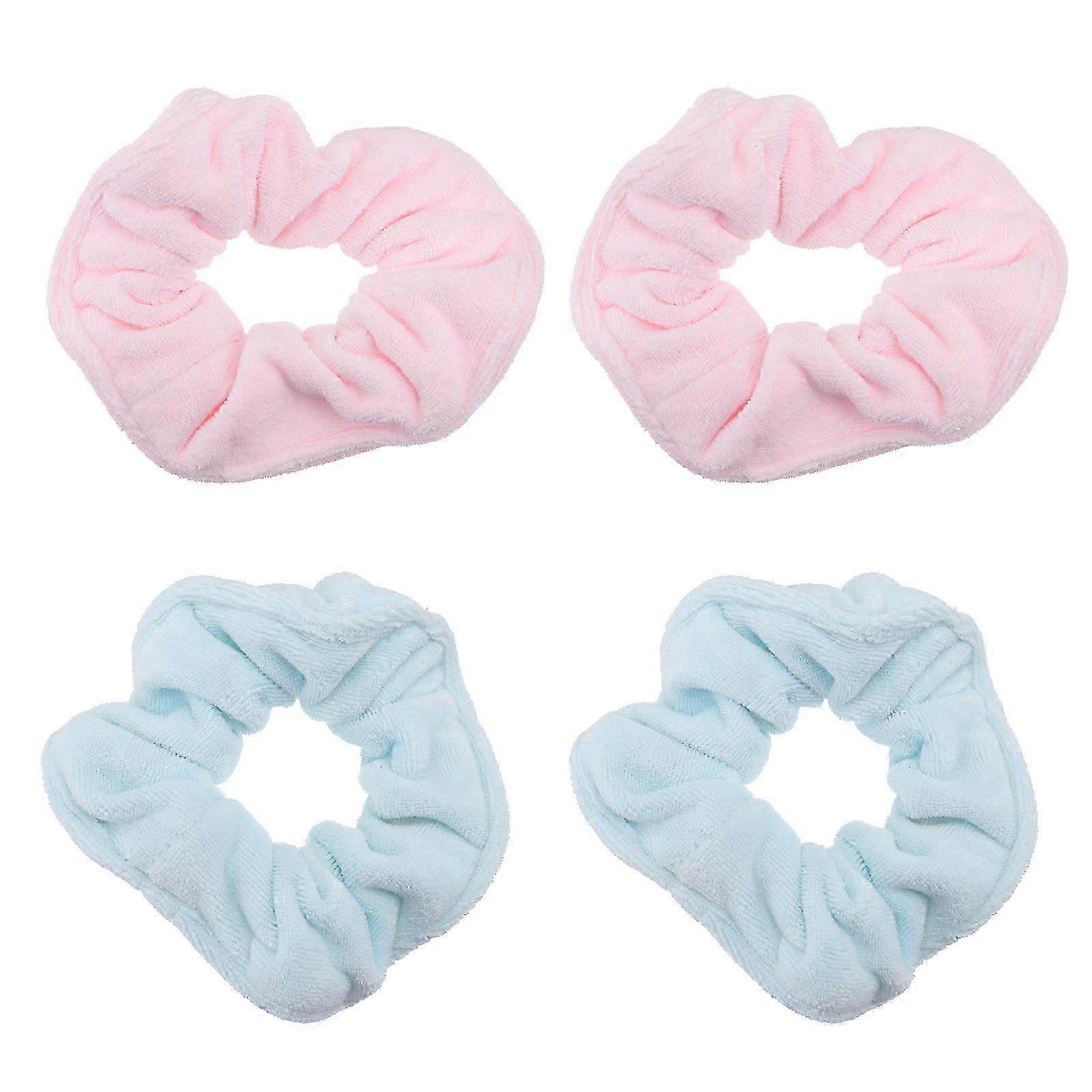 Soft Microfiber Hair Drying Scrunchies Circular Shape Blue 4Pack
