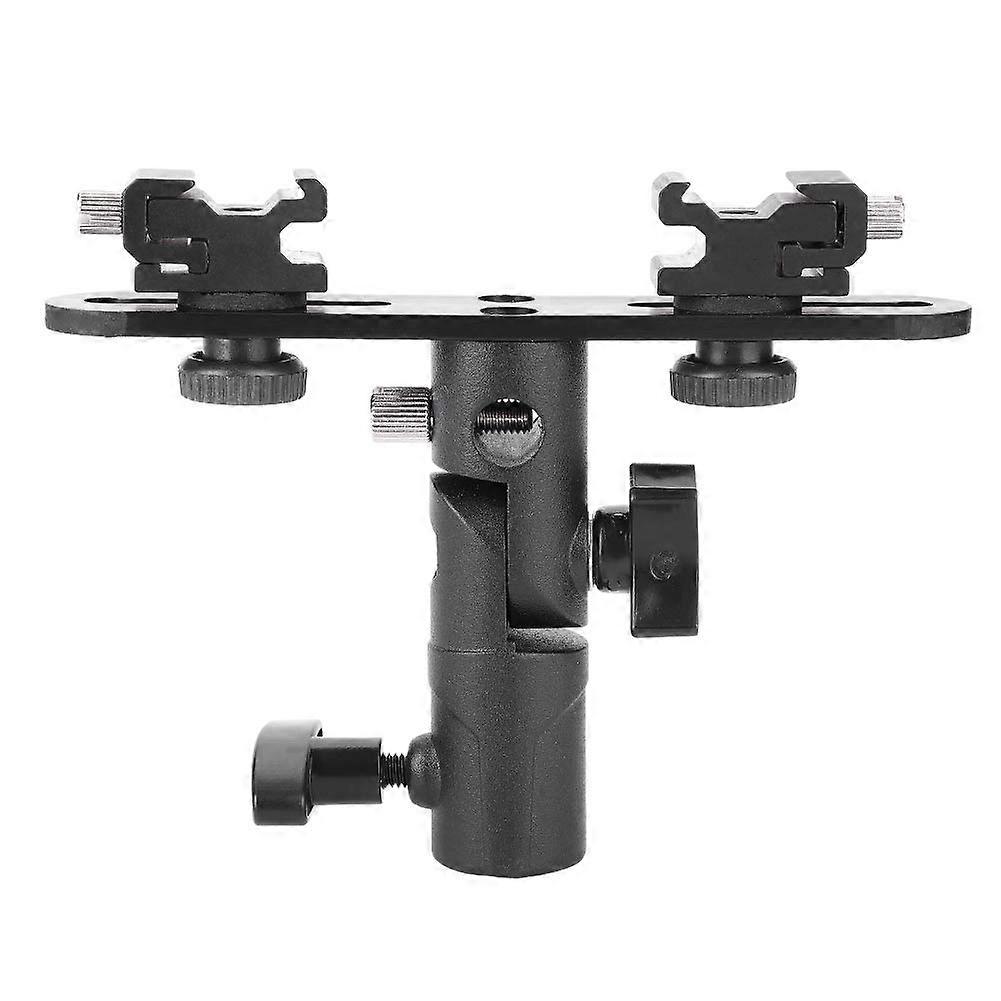 Flash Bracket with Dual Hot Shoe Mount Adjustable Umbrella Holder for DSLR Camera and Studio