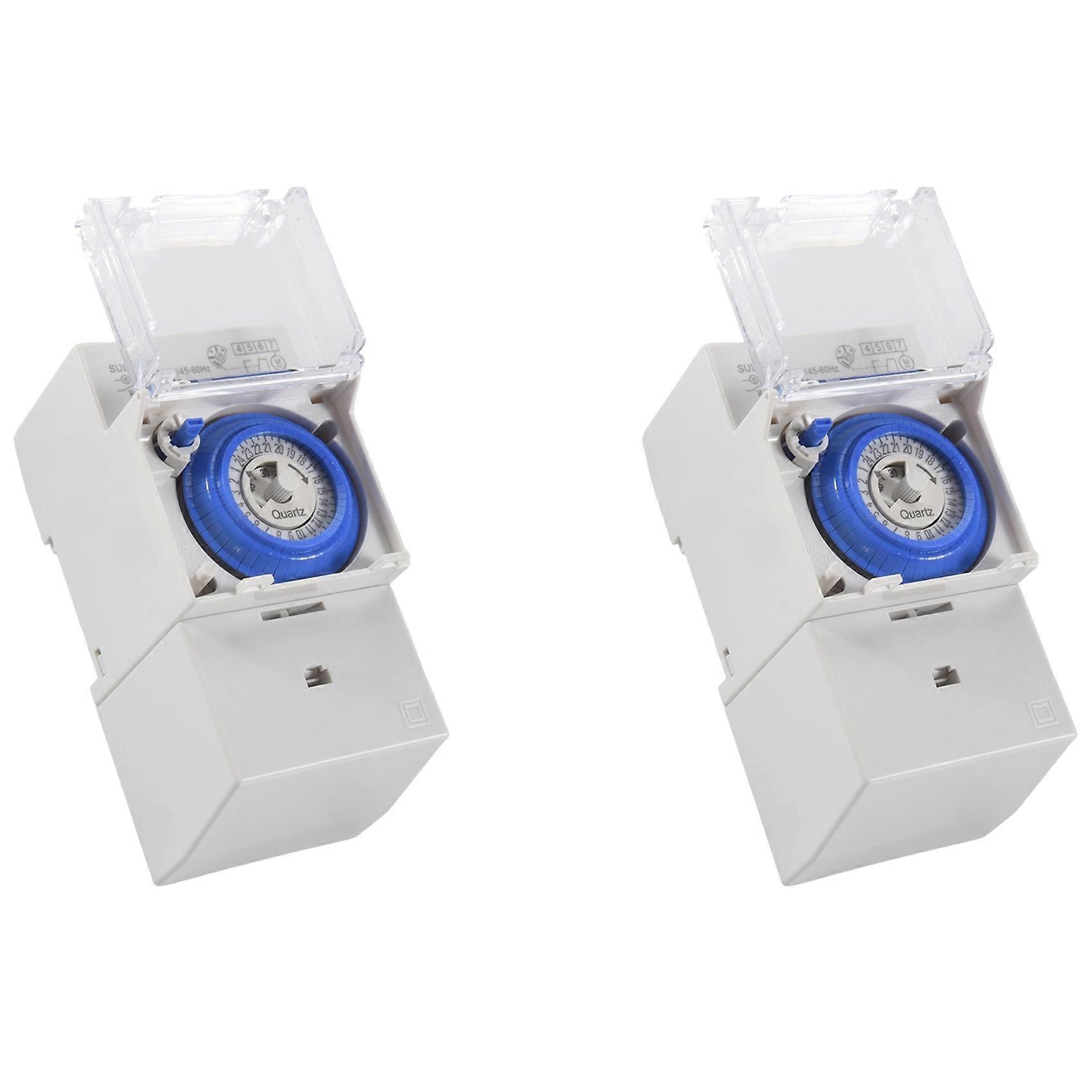 2X SUL181H Mechanical Timer 24 hours Time Switch Relay Electrical Programmable Timer 24 hour Din Rail Timer Switch