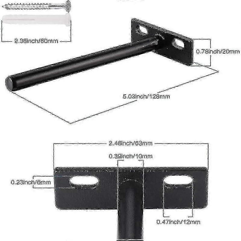 Flytande hyllkonsoler 10 mm robust metallväggfäste