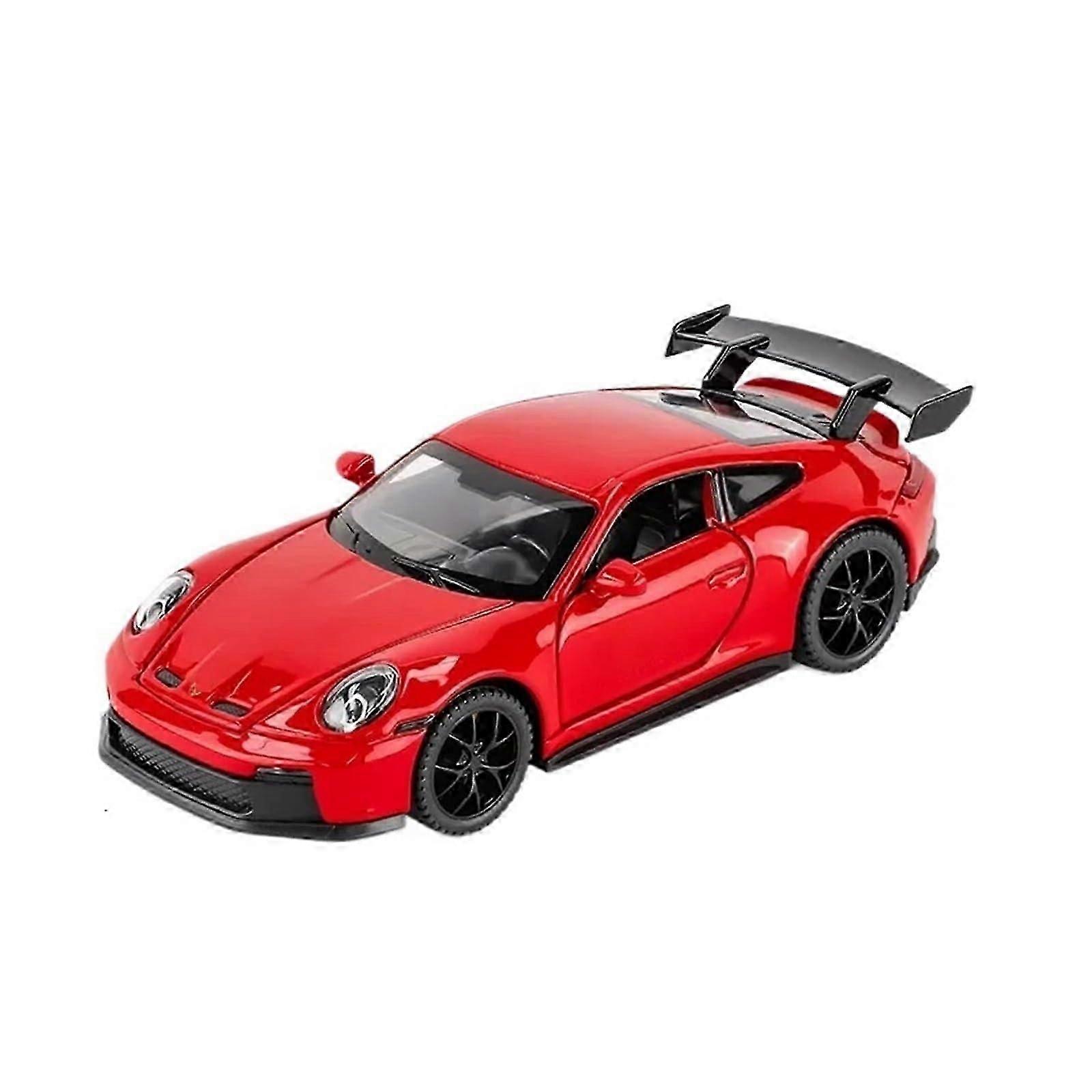Porsche 911 GT3 Miniature Model Car 1:32 Die-Cast Metal Alloy Red High Simulation with Sound Light Effects Pull-Back Toy