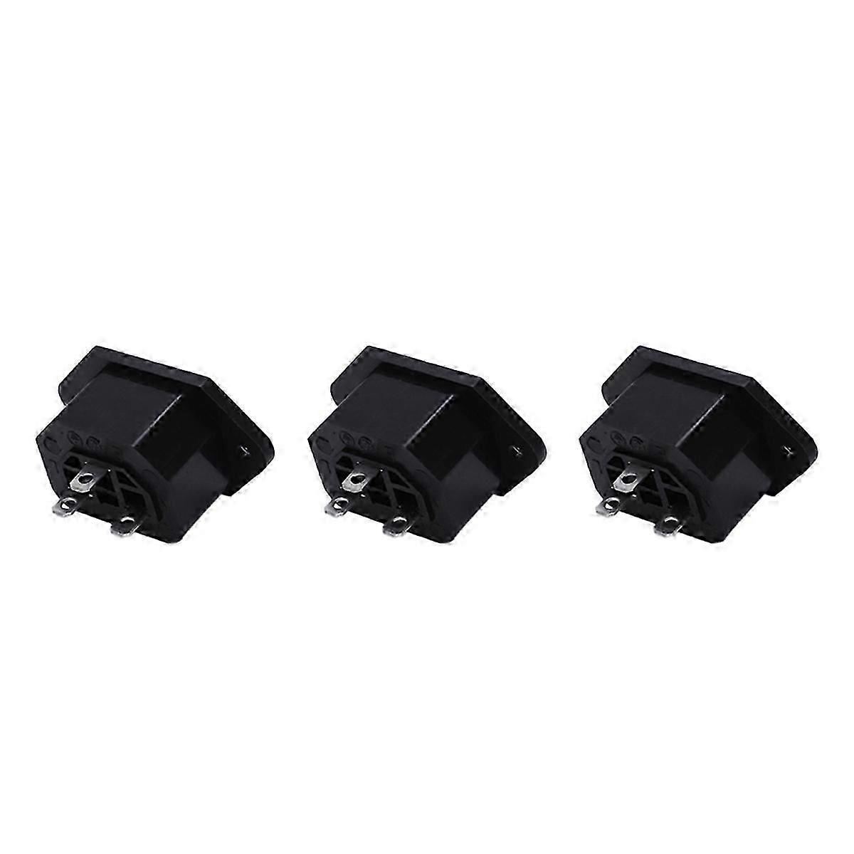 3X AC 250V 10A IEC 320 C13 Panel Mount Plug Connector Socket Black
