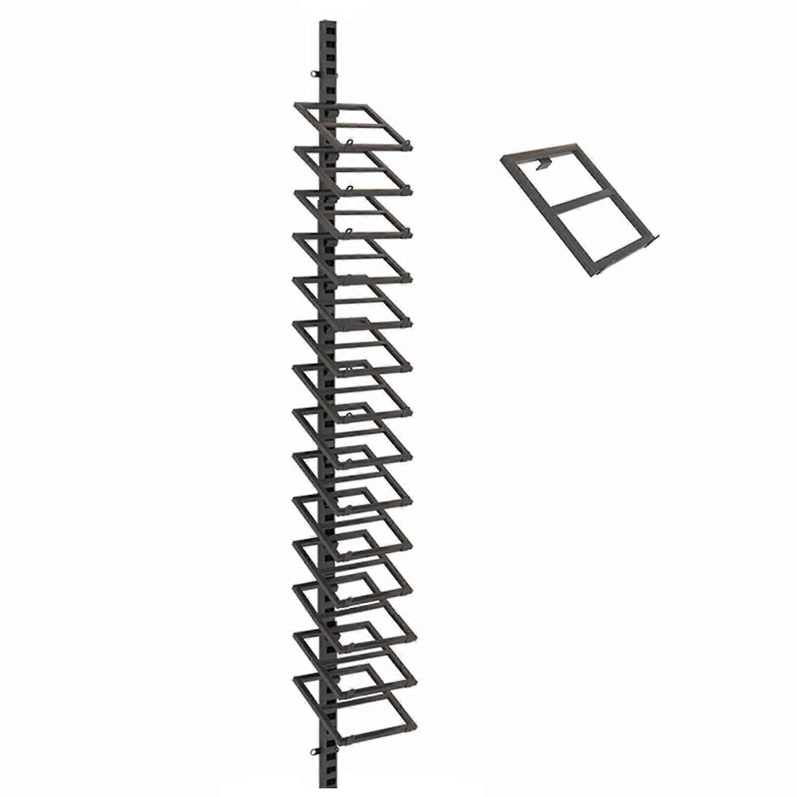 Wall Mounted Tile Display Rack with 14 Slots, Adjustable Spacing Black Iron Stand for Ceramic and Marble Samples