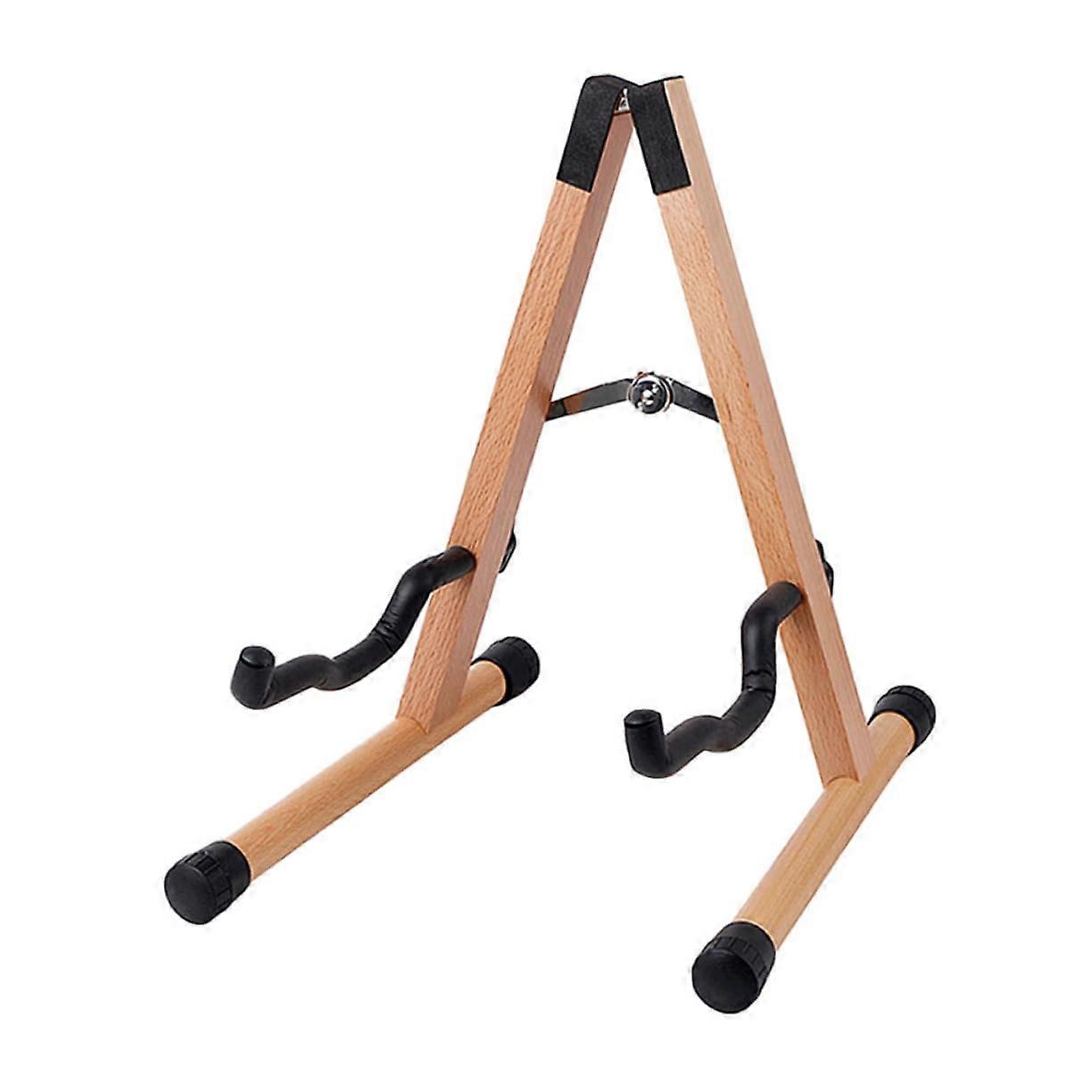 Acoustic Guitar Stand with Stable Triangular Support, Foldable Wooden Frame and NonSlip Base